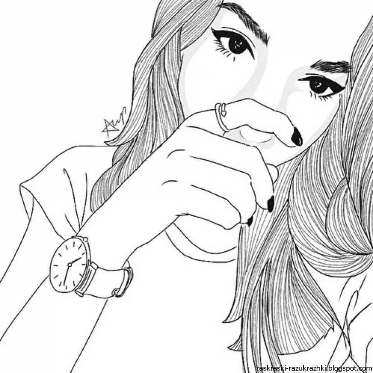 Photo Colourful coloring lady diana for girls