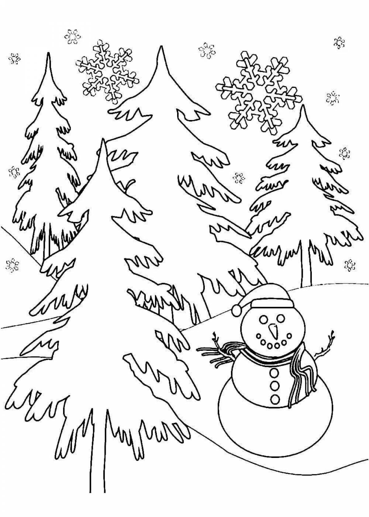 Amazing winter forest coloring book