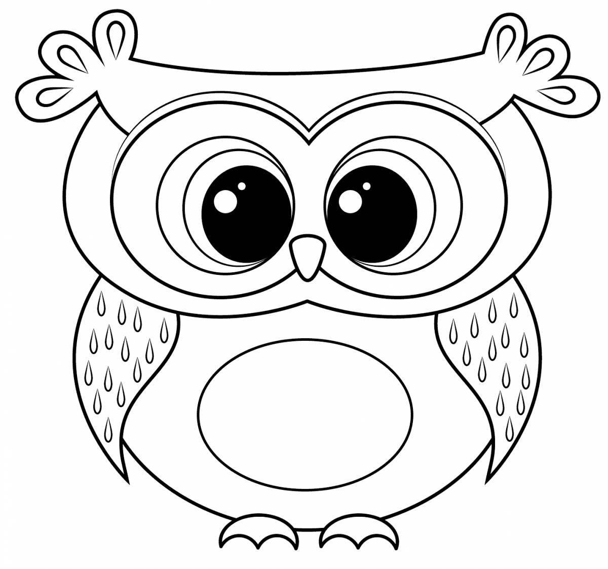 Playful owl in the hollow for babies 2-3 years old