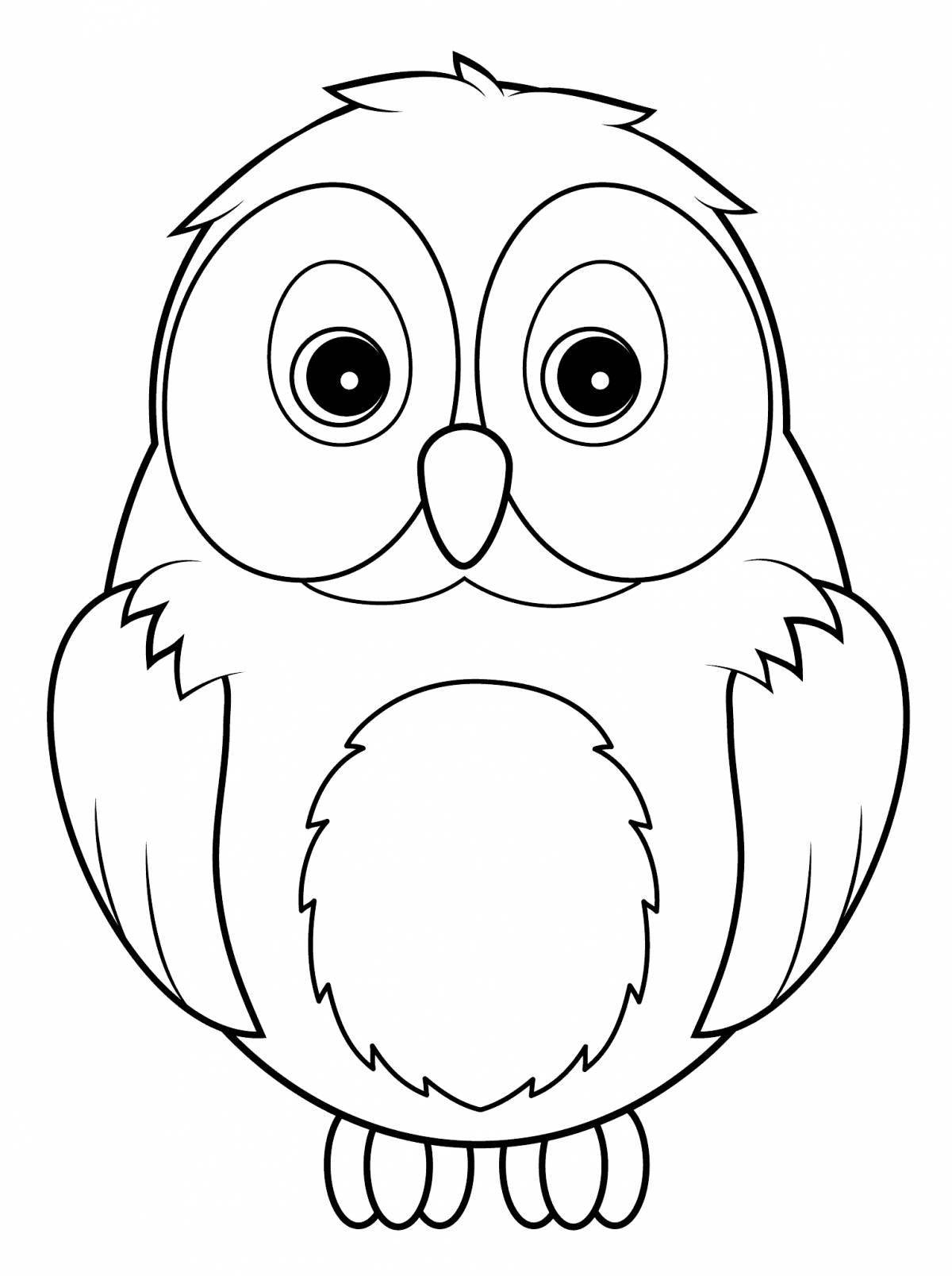 Jolly owl in the hollow for children 2-3 years old