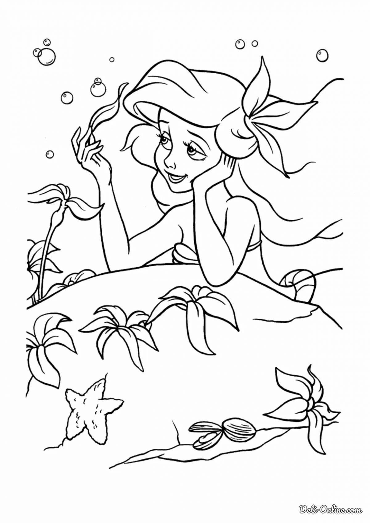 Coloring page charming little mermaid