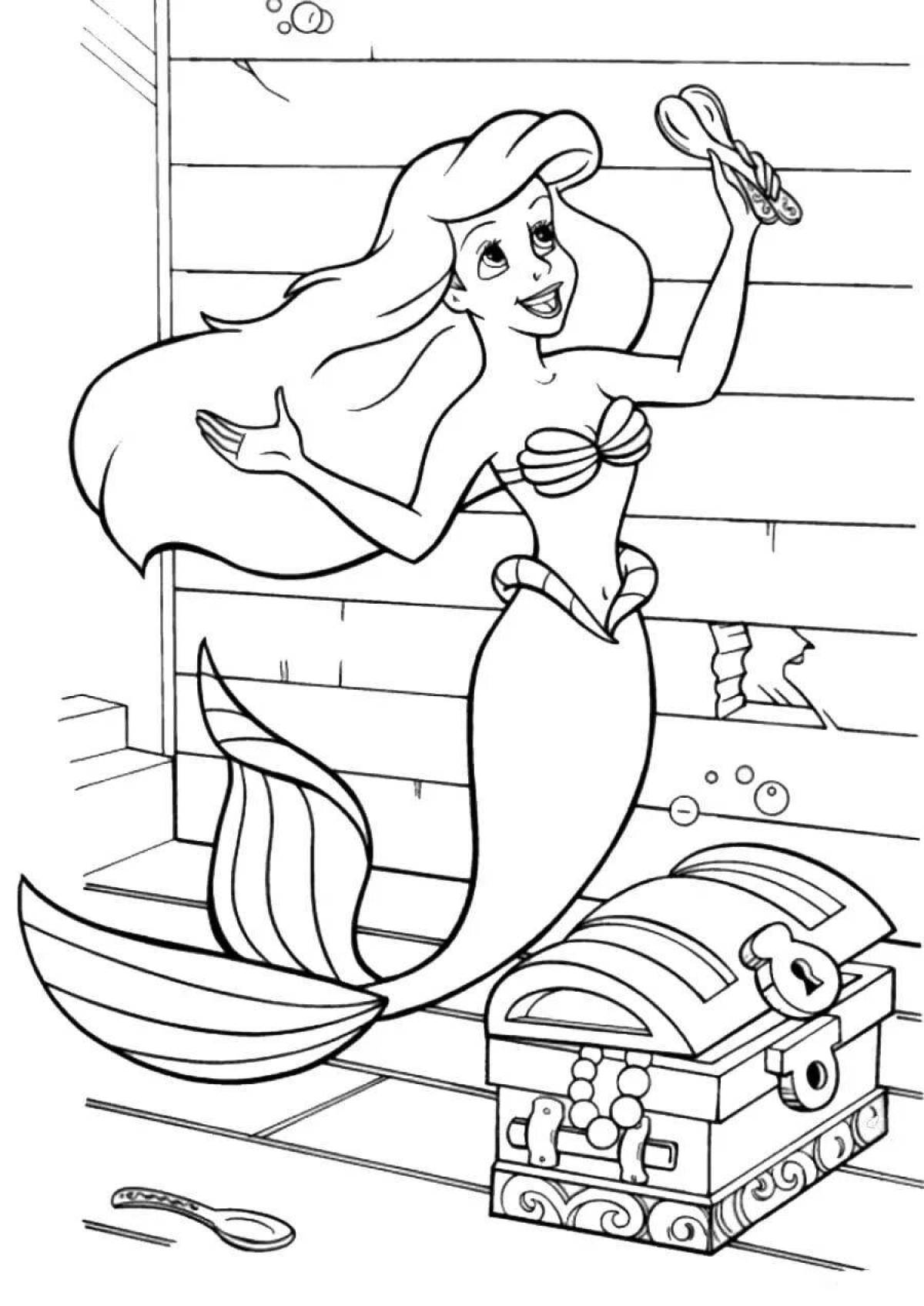 Coloring book magic little mermaid