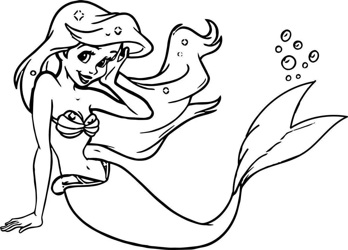 Bright little mermaid coloring book