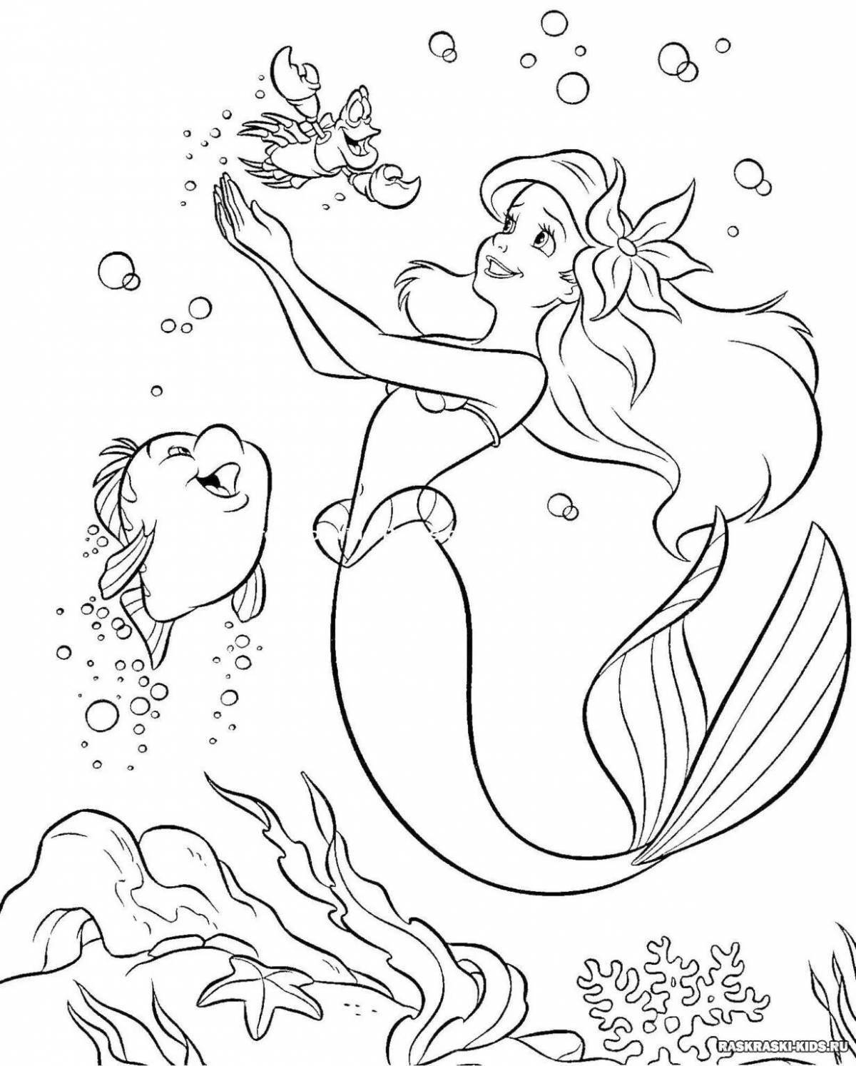 Coloring playful little mermaid