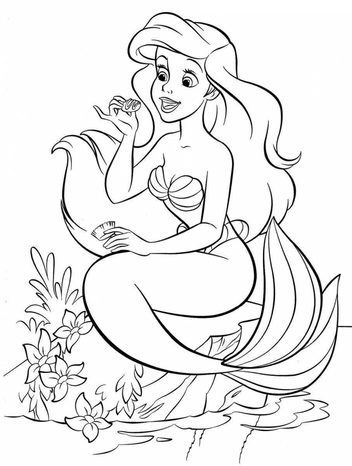 Coloring page gorgeous little mermaid