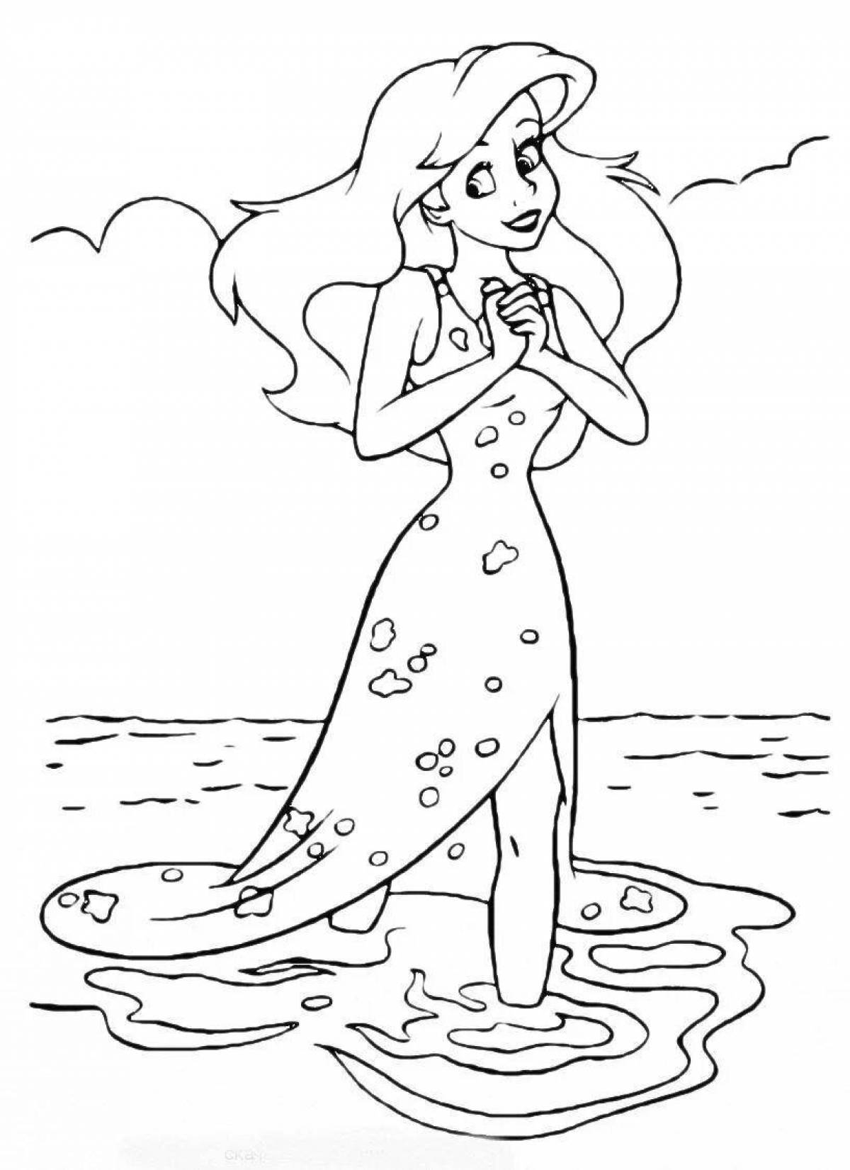 Coloring page dazzling little mermaid