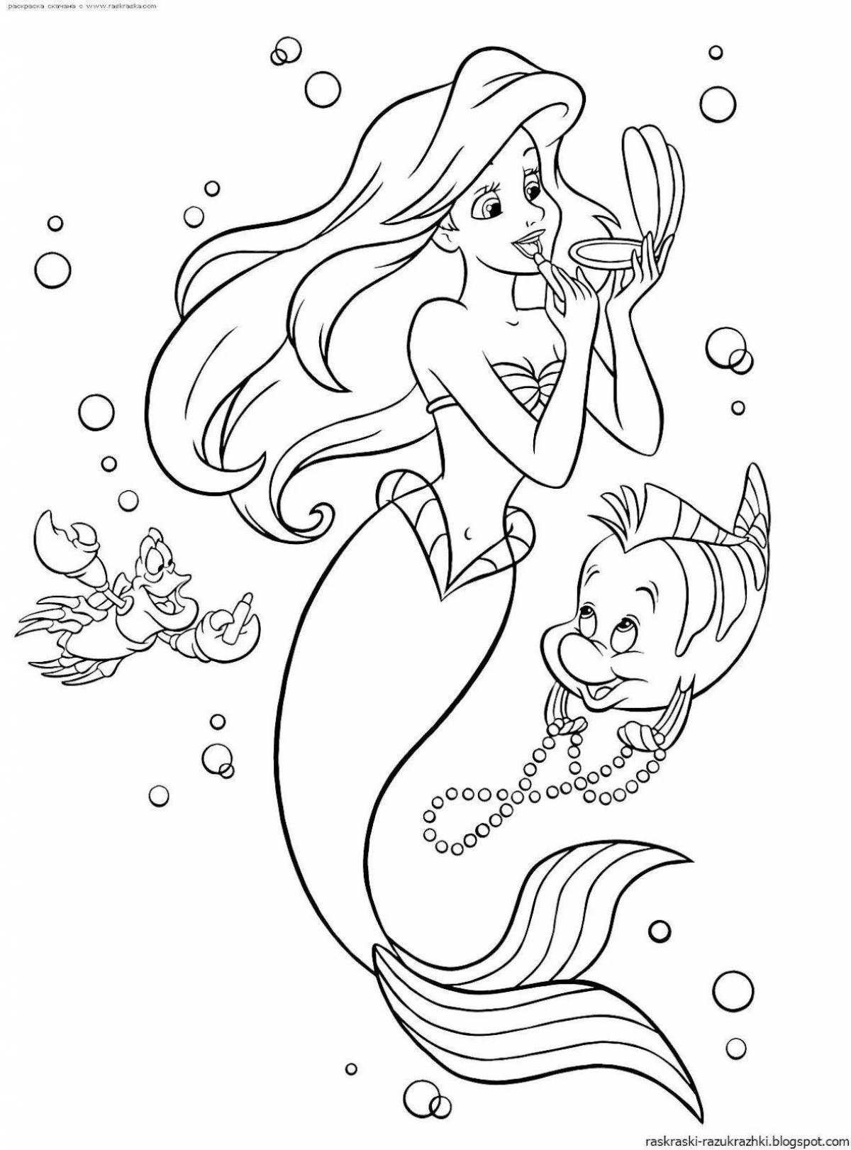 Coloring page merry little mermaid