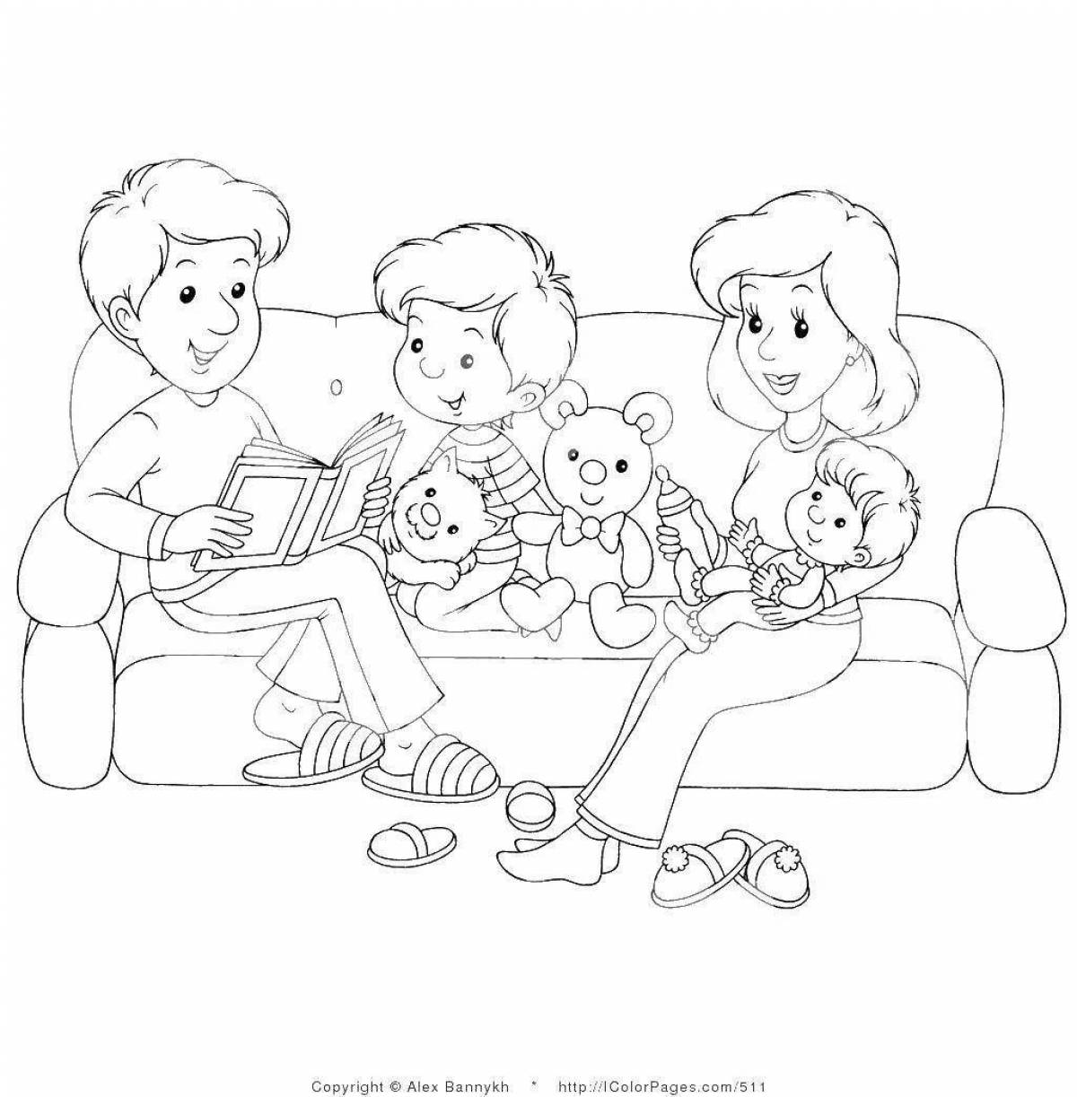 Charming family coloring book
