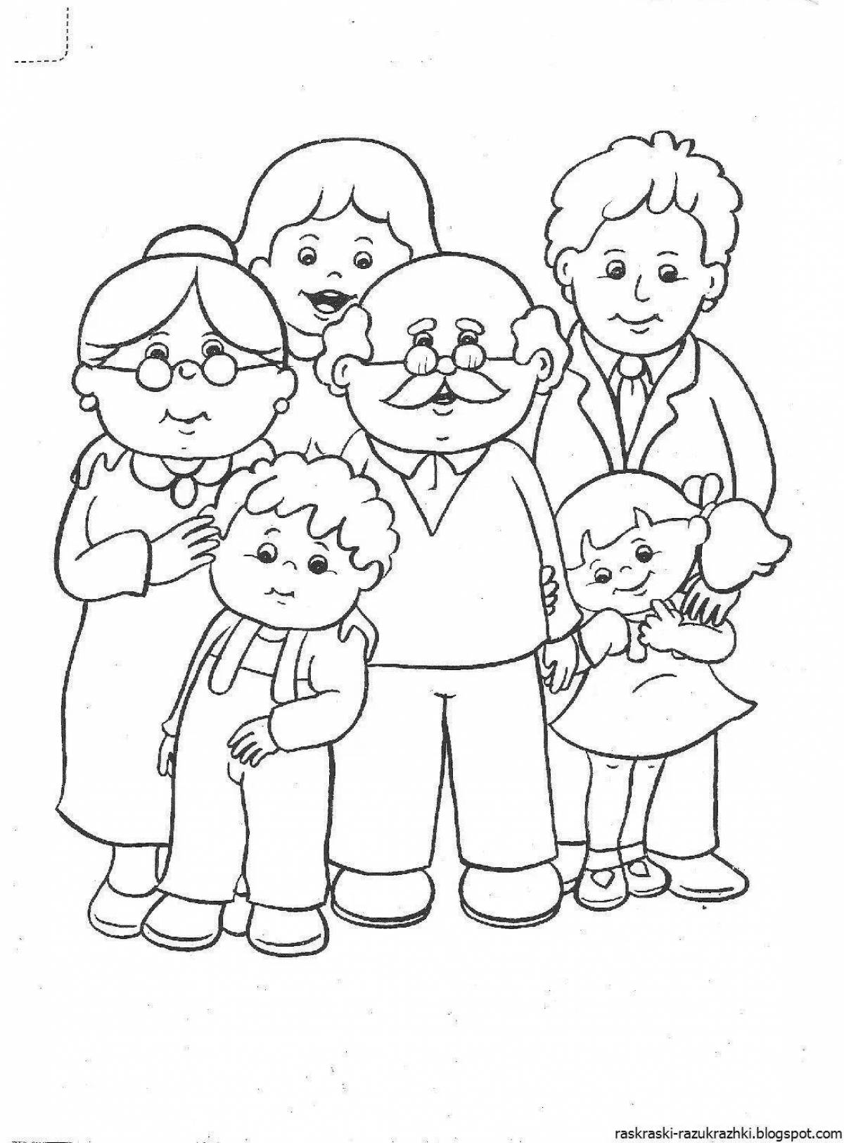 Coloring page jubilant family