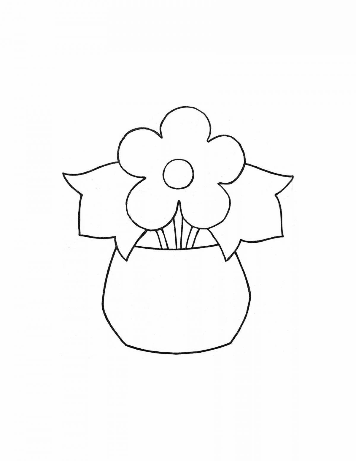 Красочная ваза с цветочной композицией для детей 3-4 лет