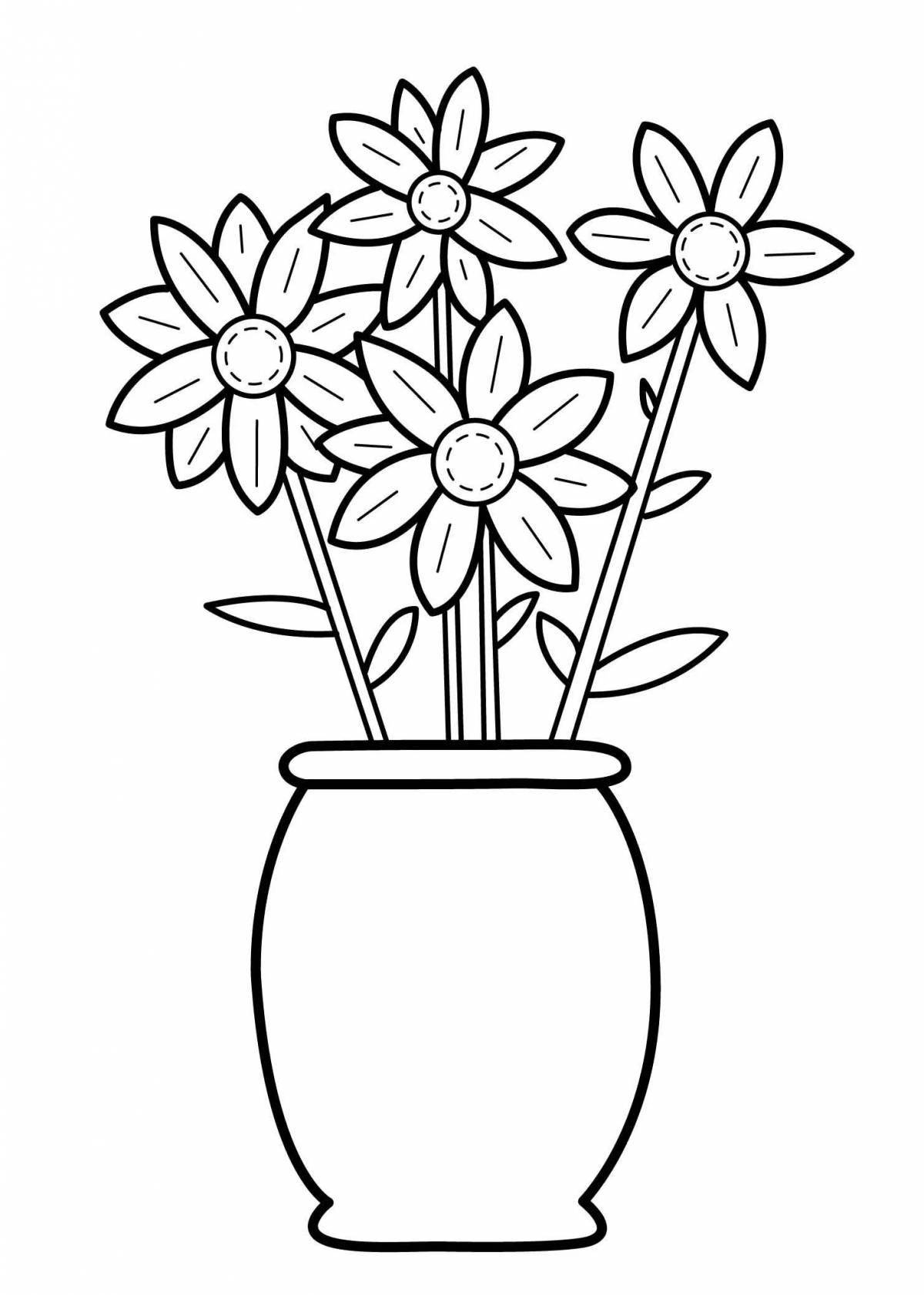 Fun vase with flower arrangement for children 3-4 years old