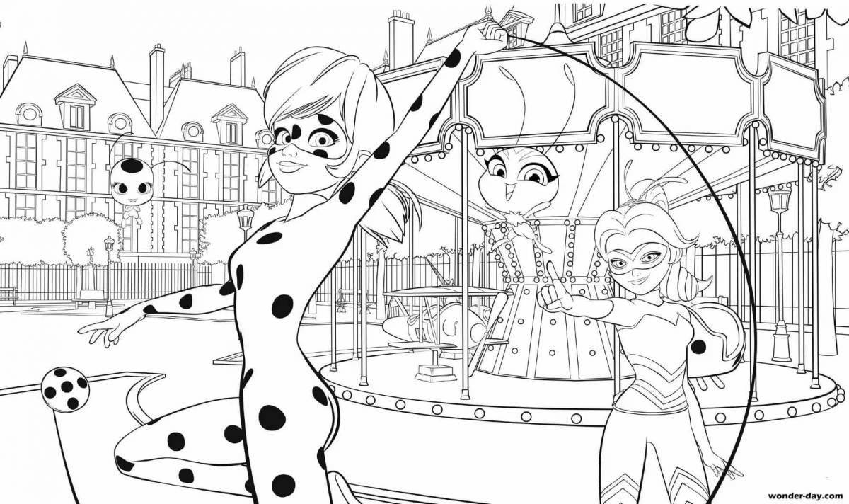 Exciting coloring of ladybug and super cat