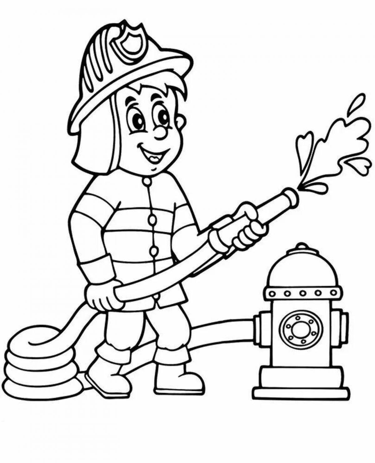 Cute kindergarten fire safety coloring page