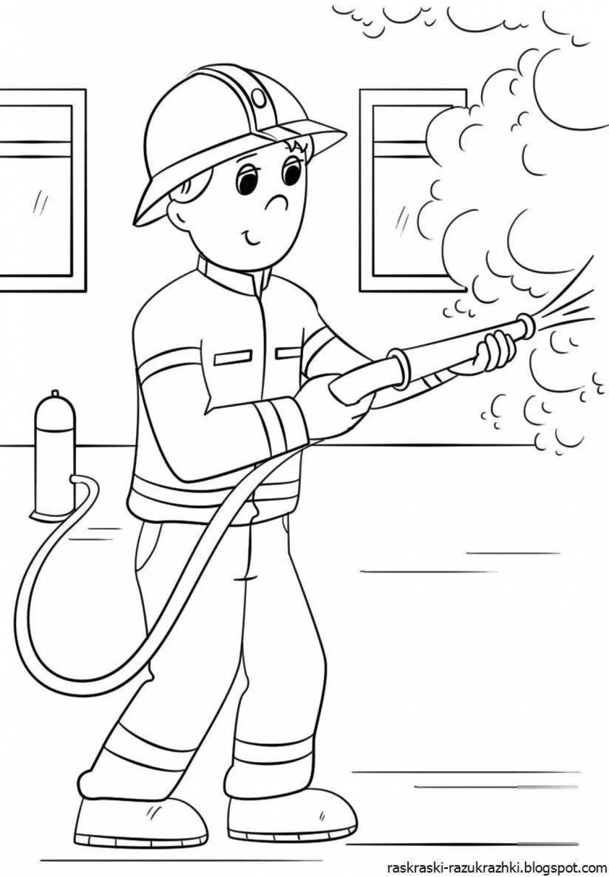 Fire safety inspirational coloring book for kindergarten