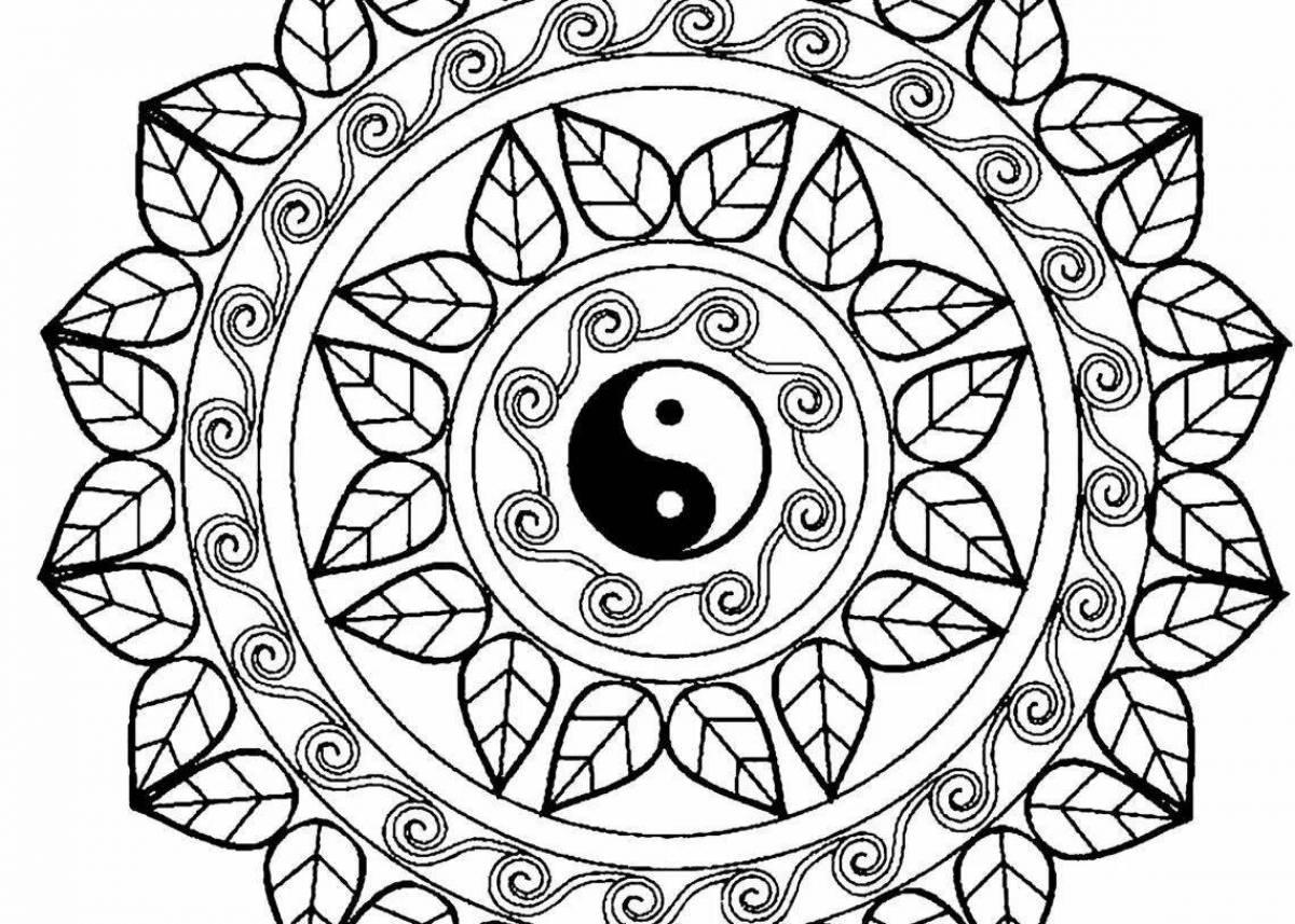 Royal coloring mandala for luck and fulfillment