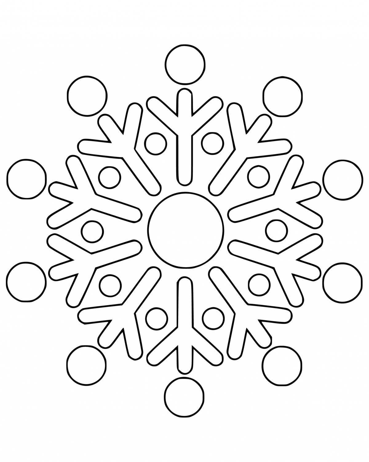 Joyful coloring of snowflakes for children 4-5 years old in kindergarten