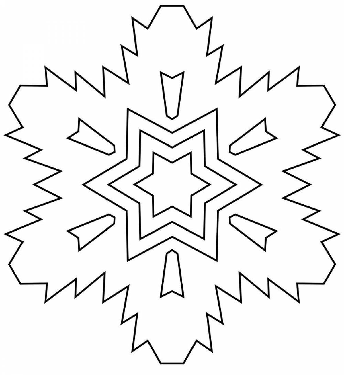 Radiant snowflake coloring for children 4-5 years old in kindergarten