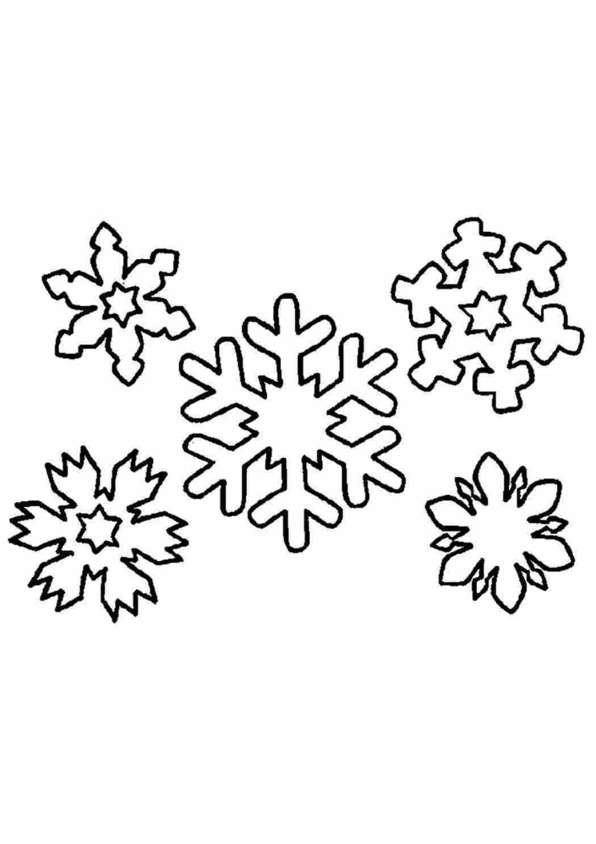 Playful coloring of snowflakes for children 4-5 years old in kindergarten