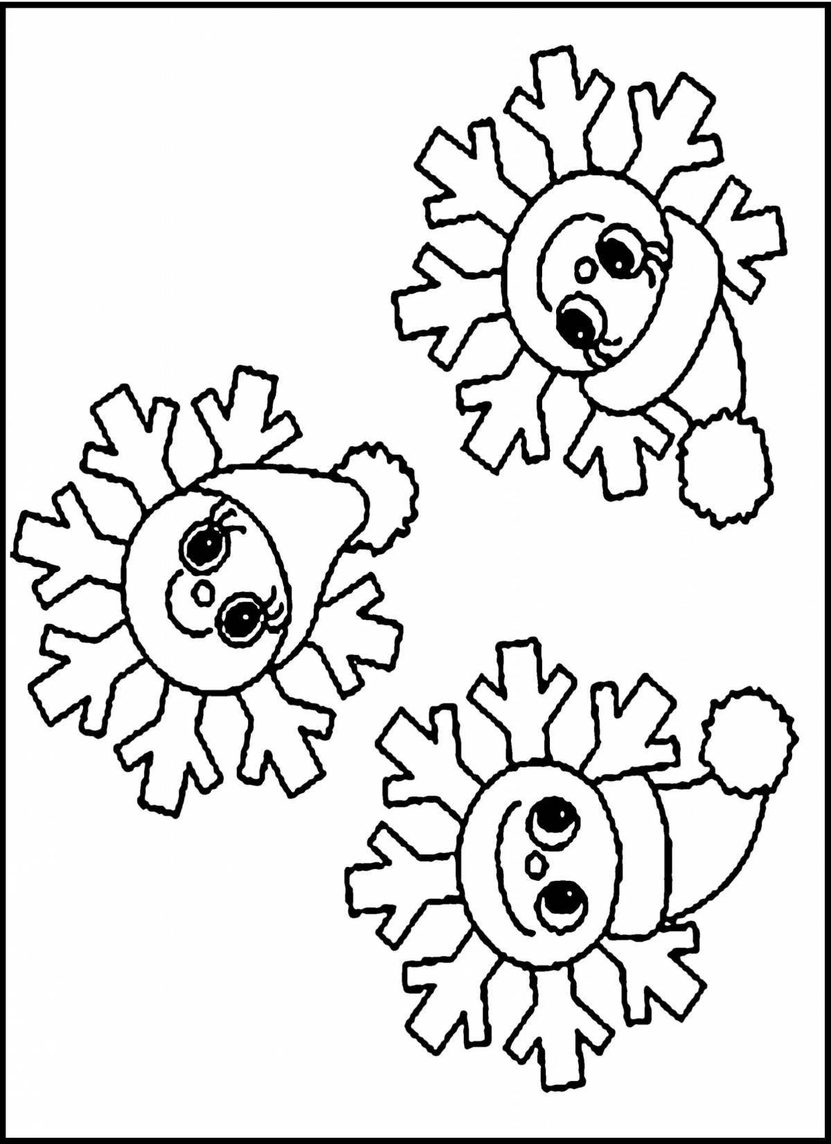 Fun coloring snowflakes for children 4-5 years old in kindergarten