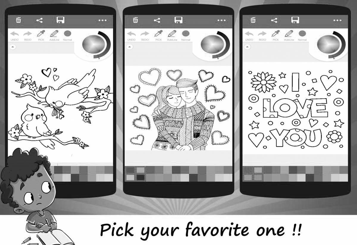 Attractive happy color coloring game for android phone in Russian