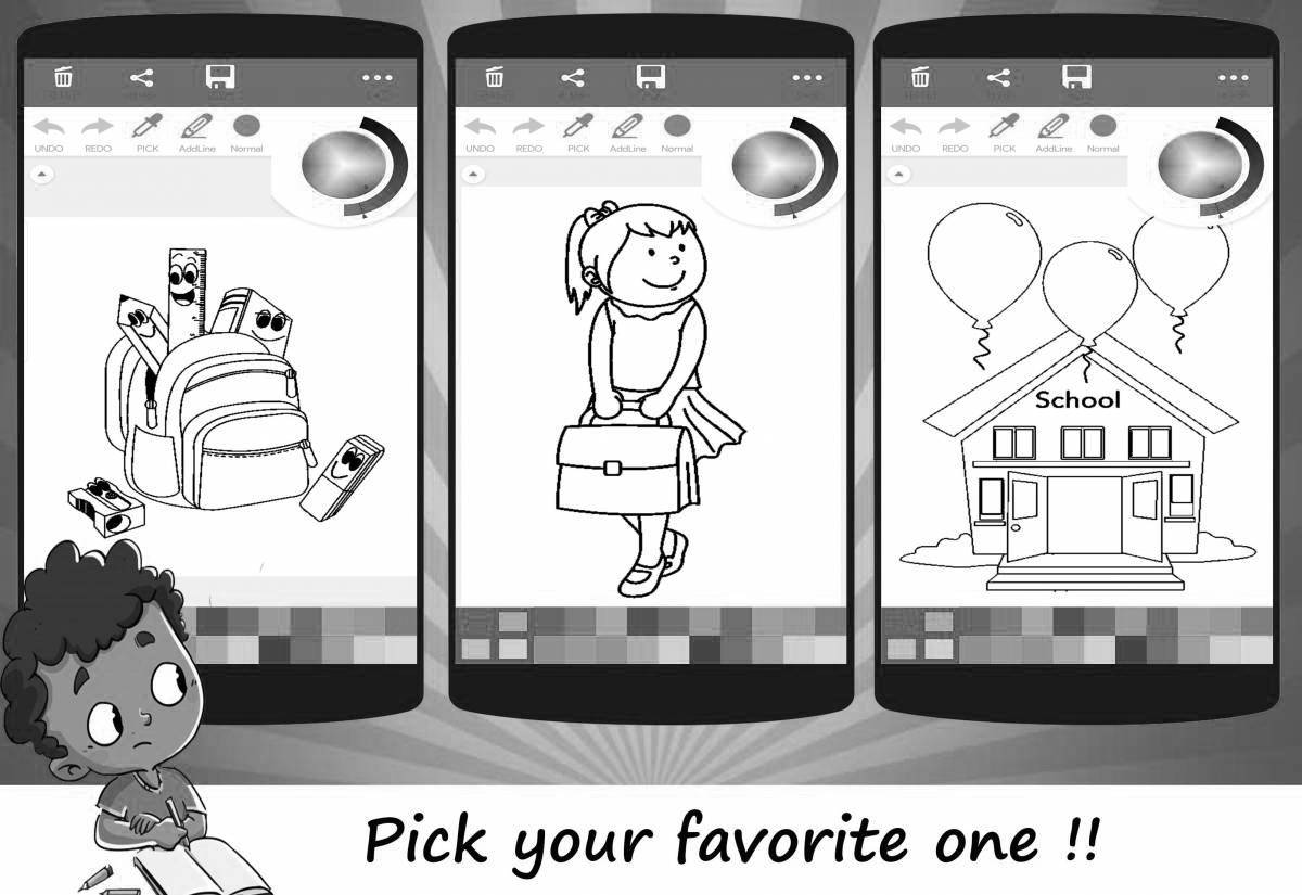 Stimulating happy color game coloring game for android phone in Russian