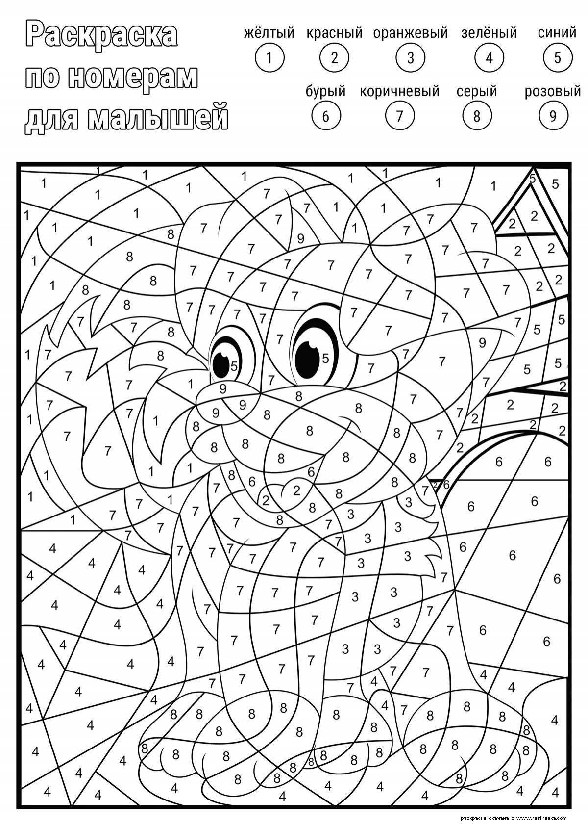 Charming coloring by numbers for 7 year olds with arithmetic examples