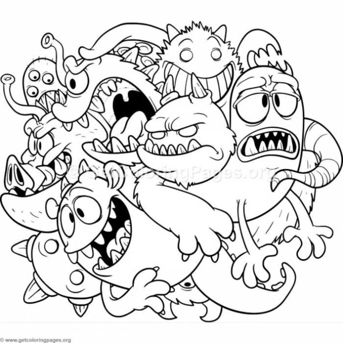 Coloring pages monsters for children 6-7 years old
