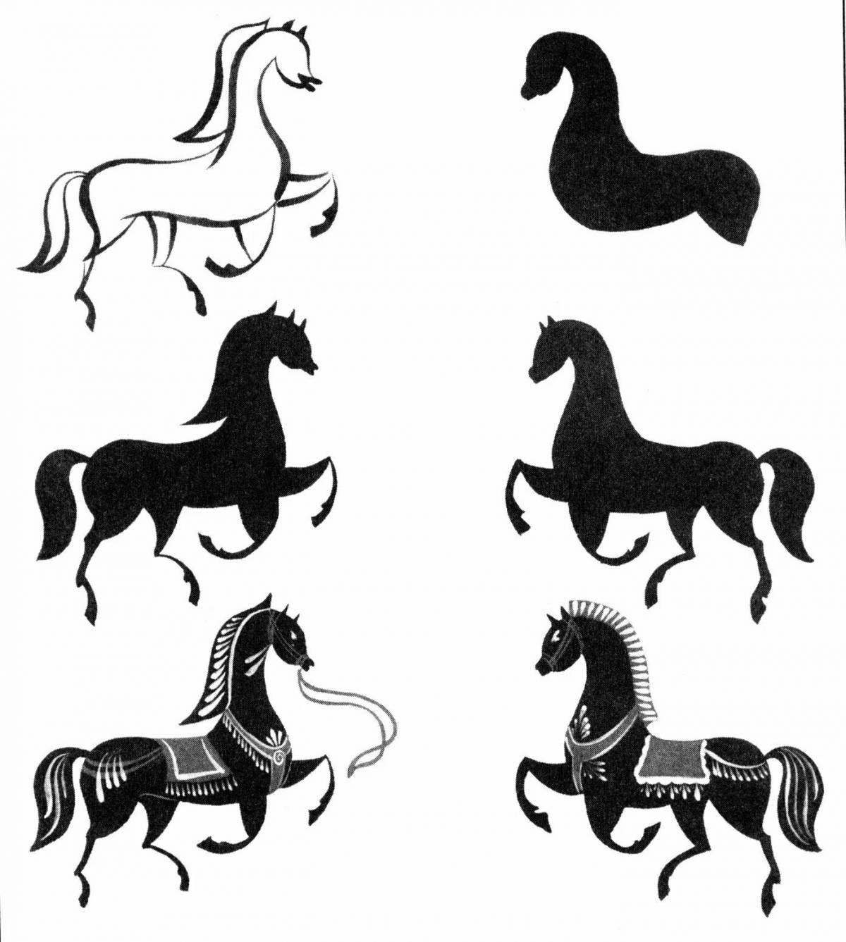 Величественные раскраски лошади и птицы рисунок