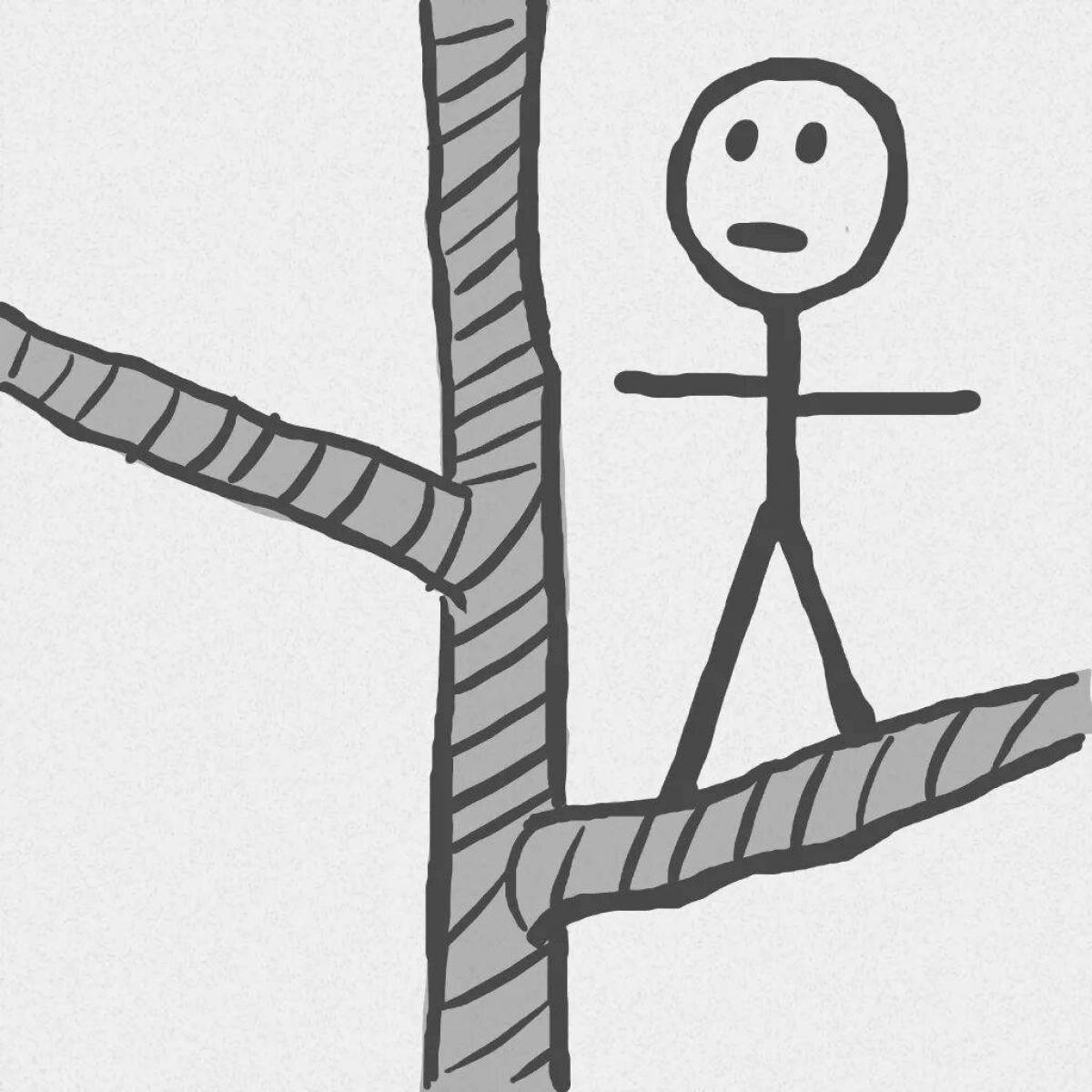 Colorful stickman coloring page
