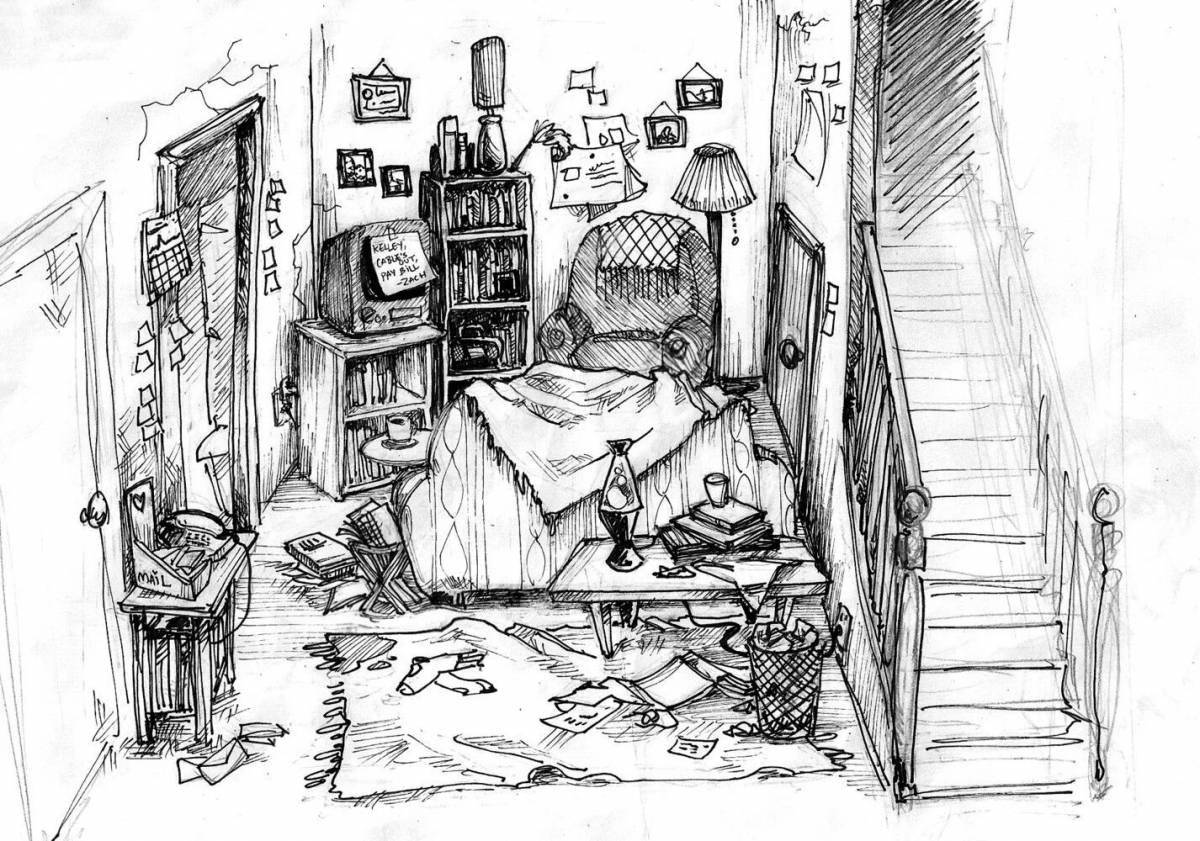 Bright mess on the coloring page