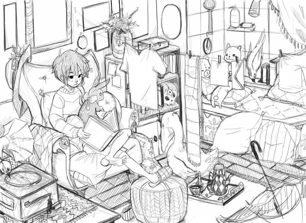 Charming coloring mess on the page