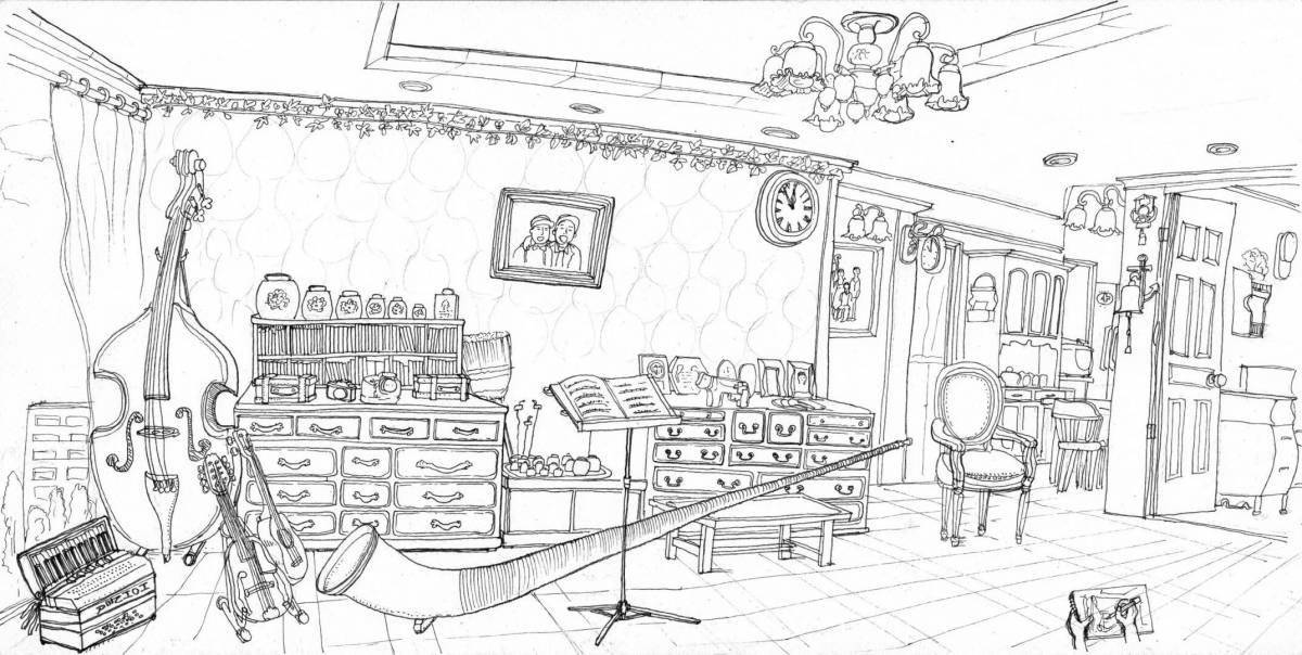 Living mess on the coloring page