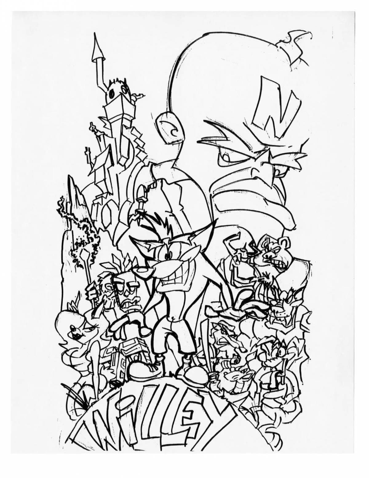 Crash live coloring page