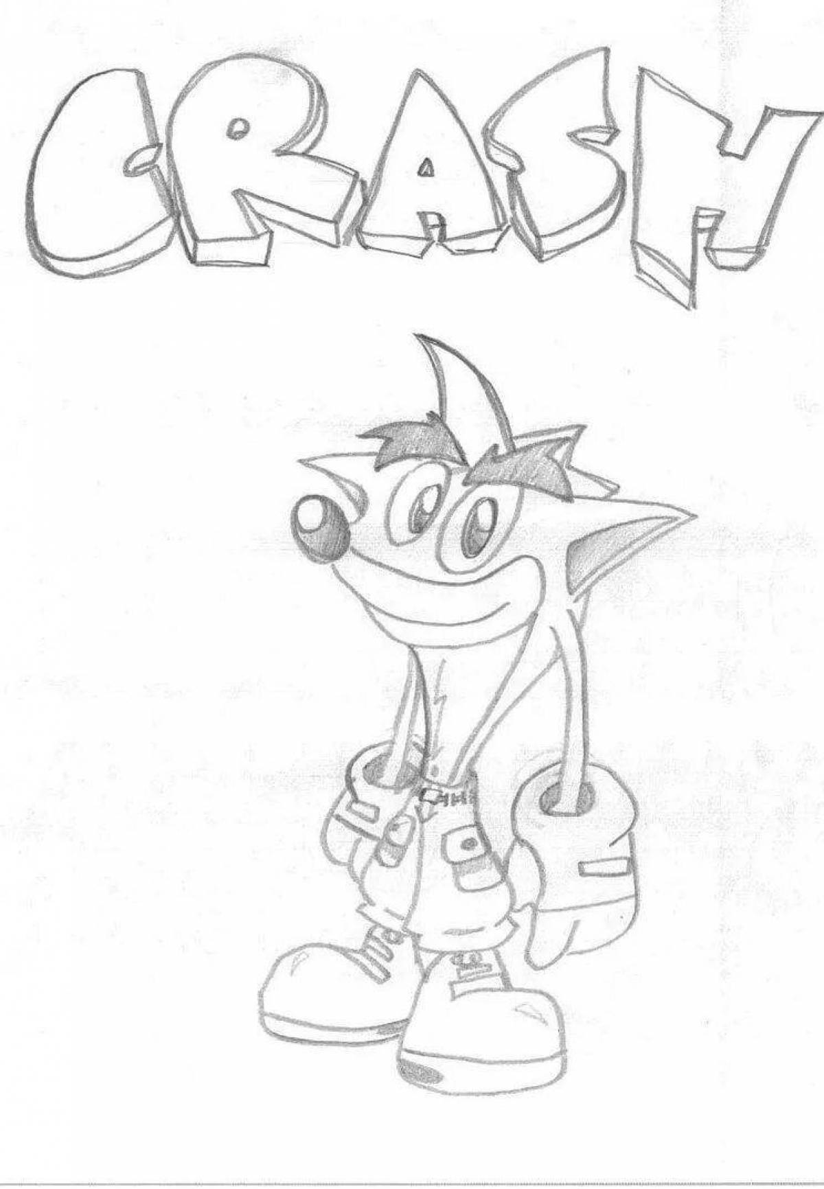 Crash excited coloring page