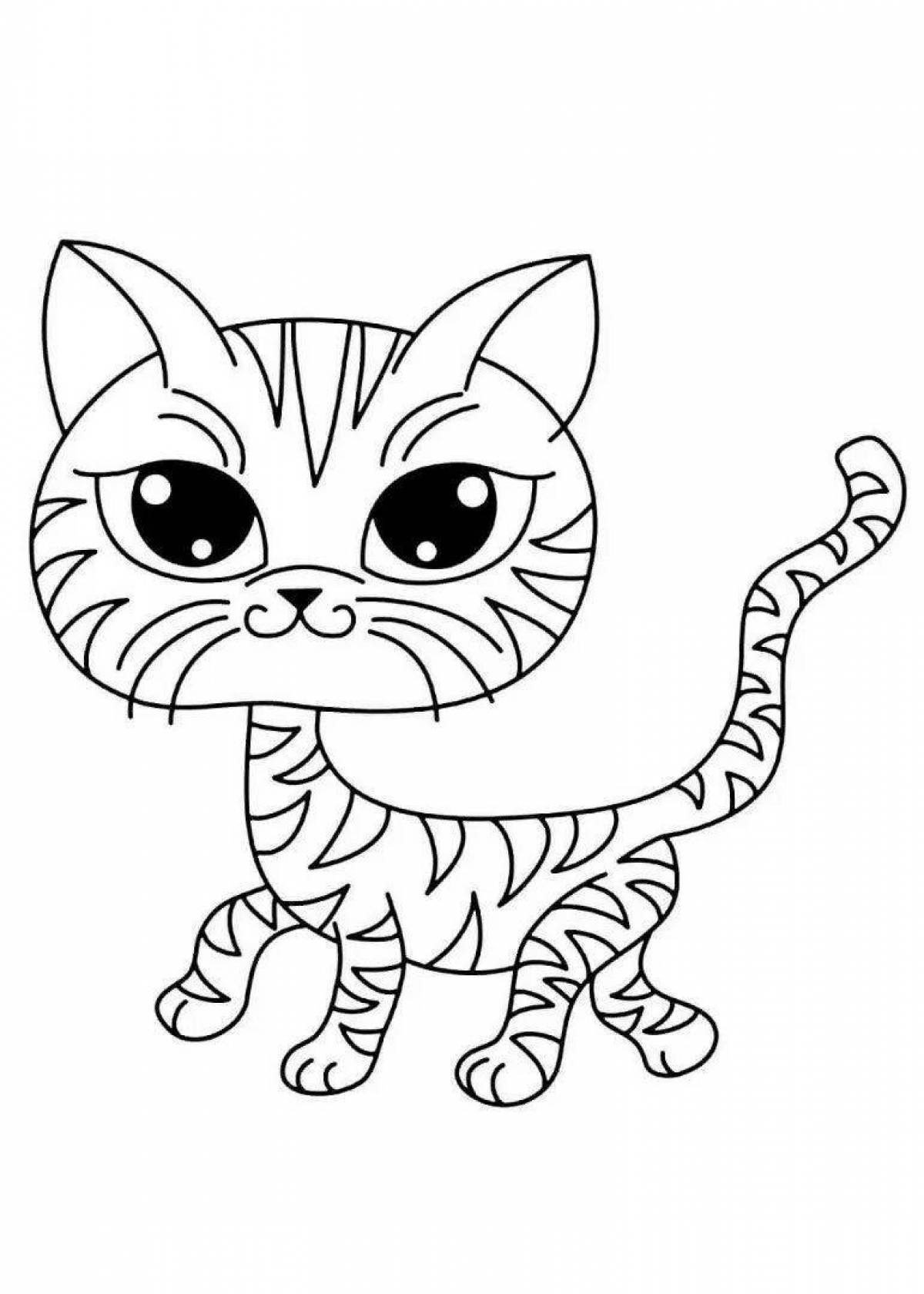 Curious cat coloring page