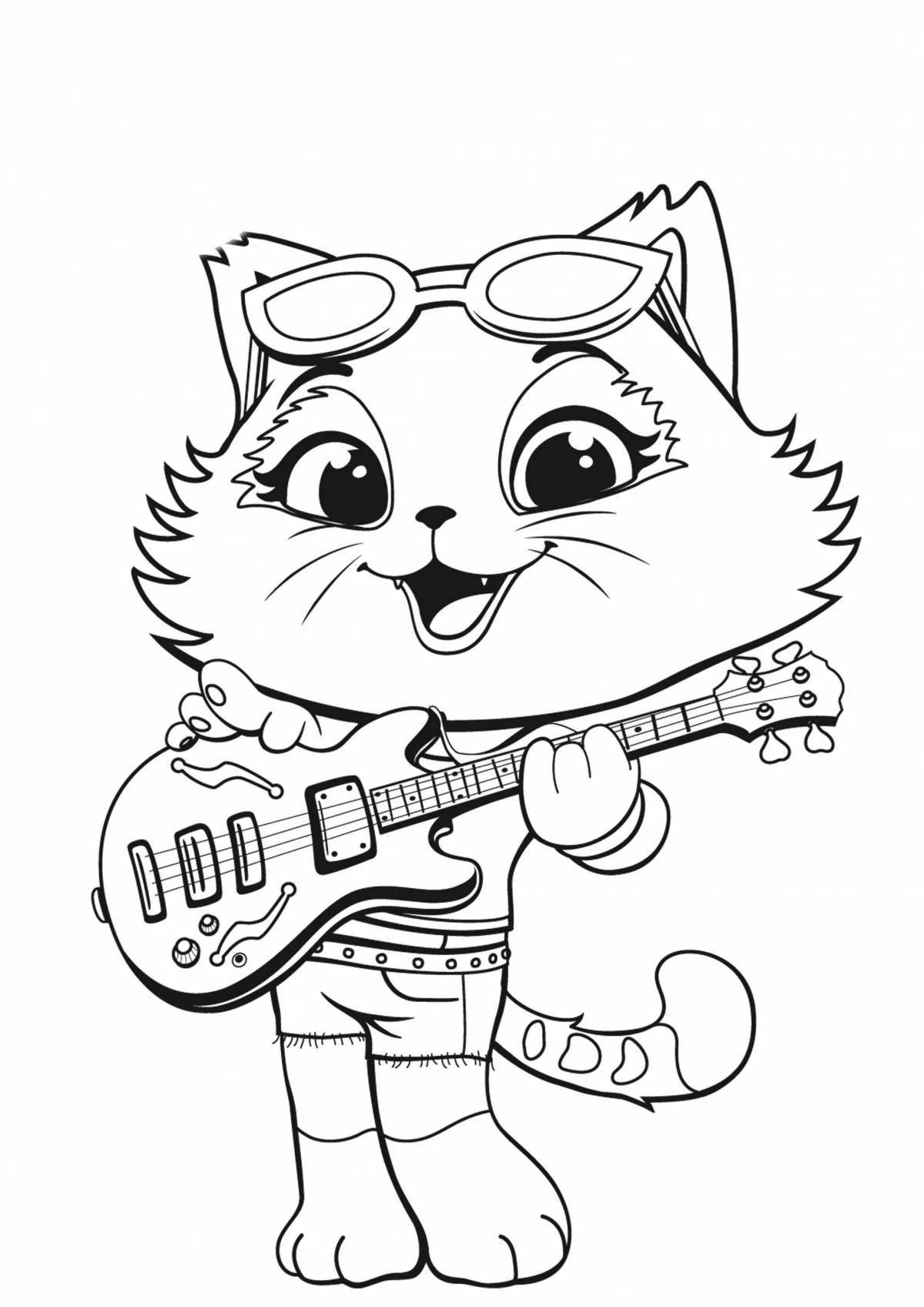 Fancy cat coloring page