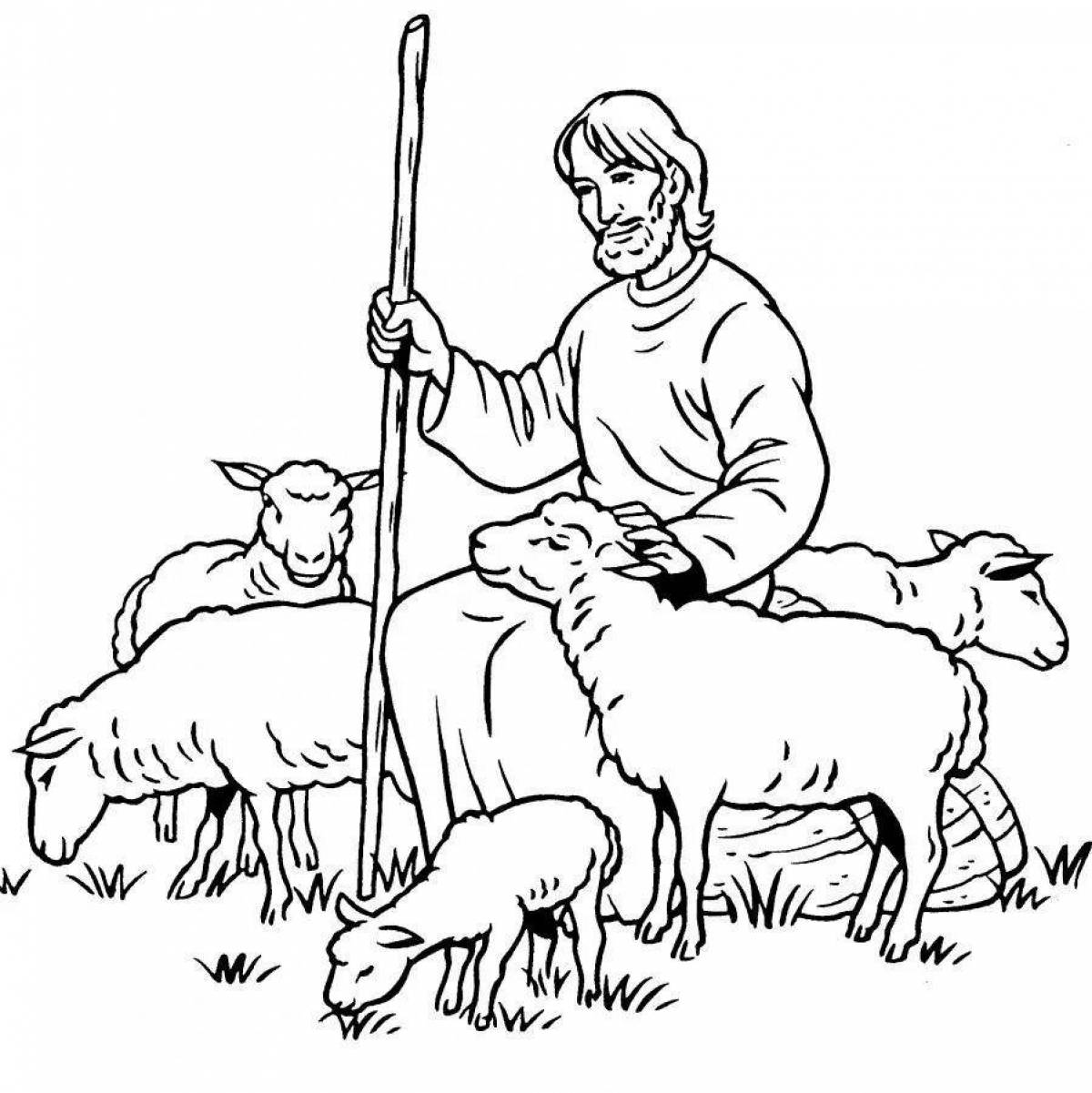 Coloring page festive shepherd