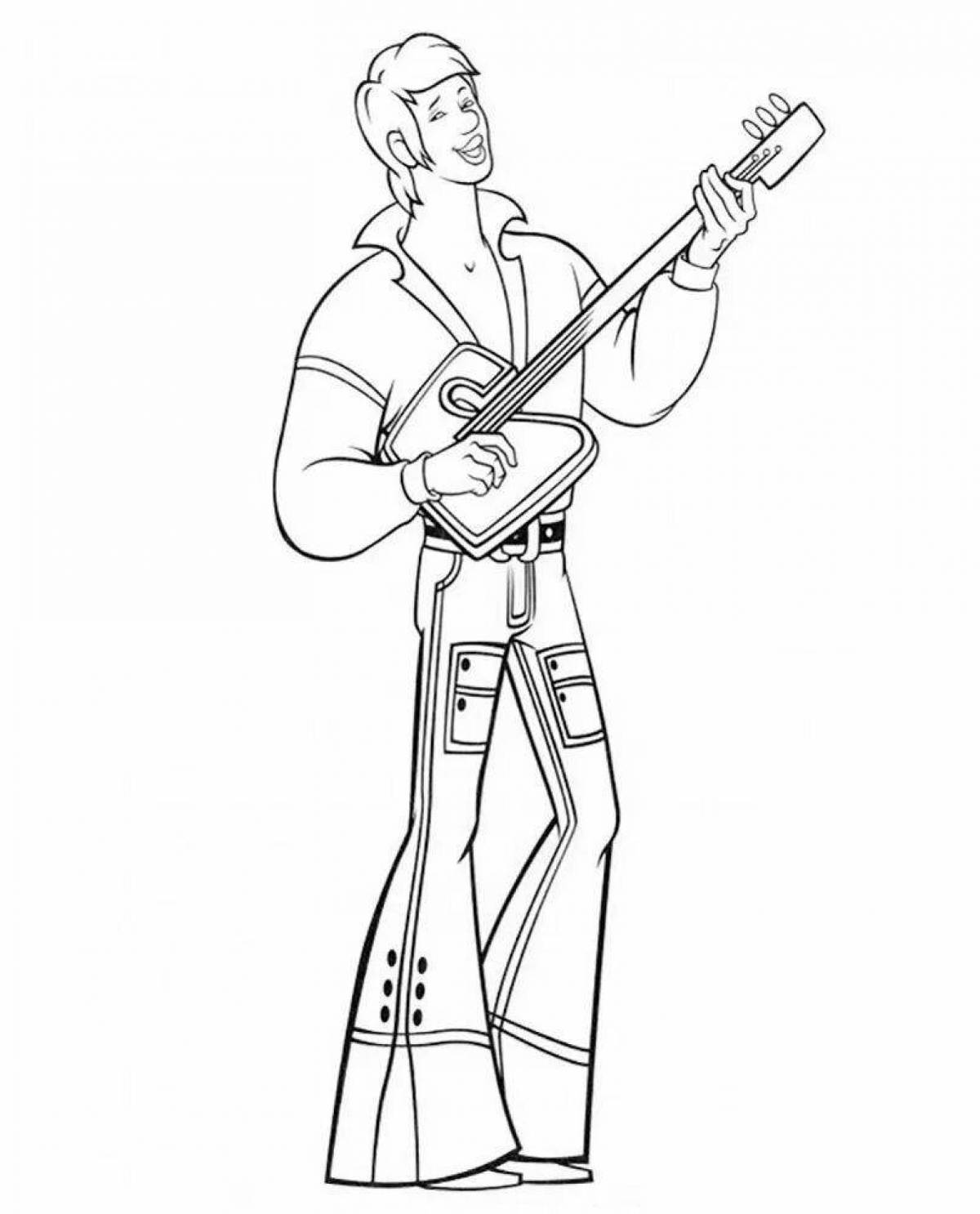 Coloring page energetic troubadour