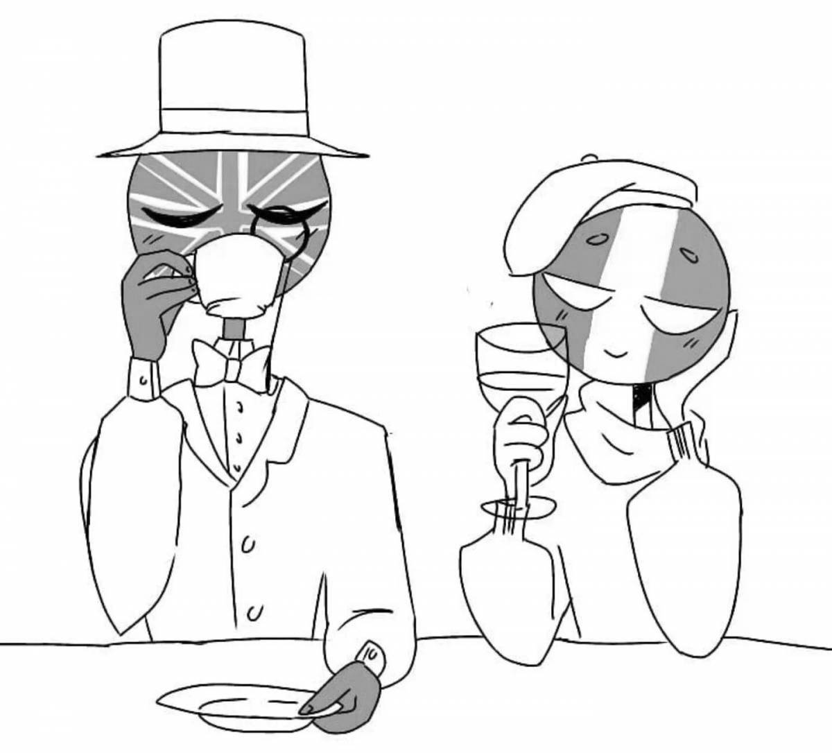 Adorable countryhumans coloring page