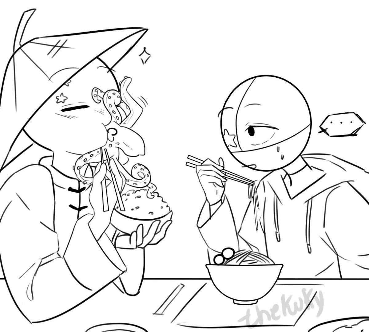 Countryhumans coloring pages with crazy colors