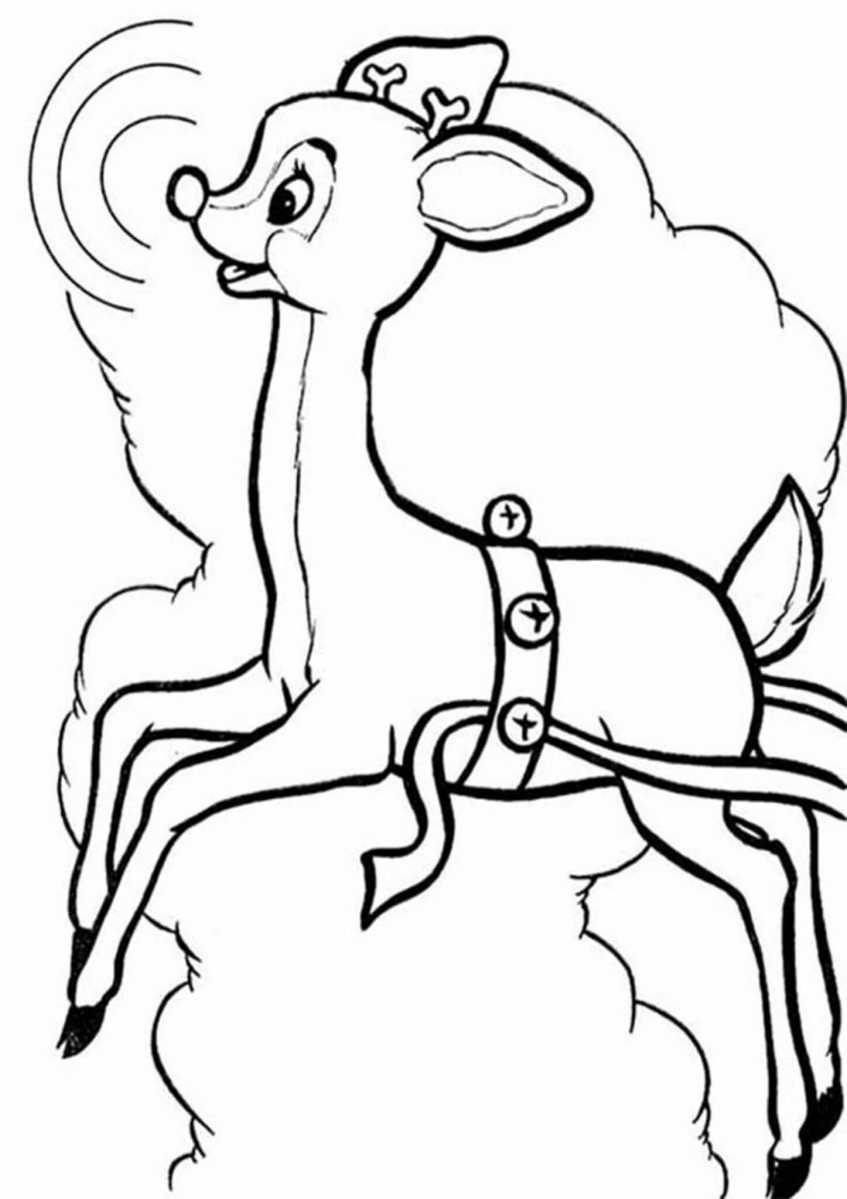 Glittering reindeer coloring page