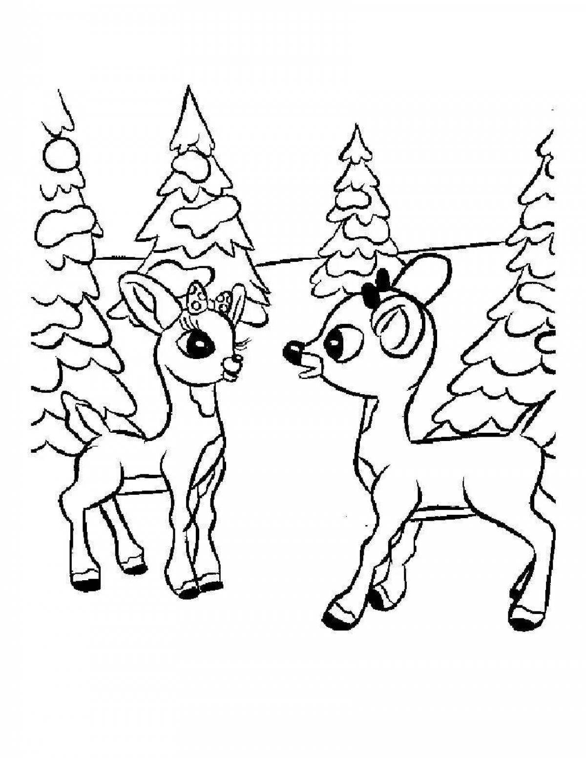 Animated reindeer coloring page