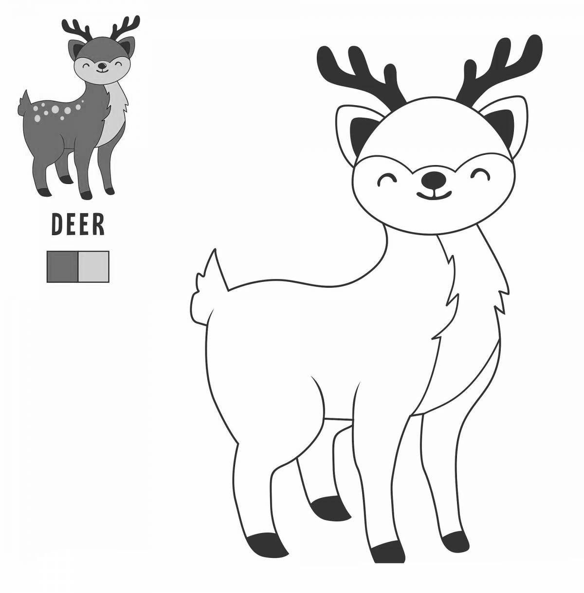 Coloring book charming reindeer