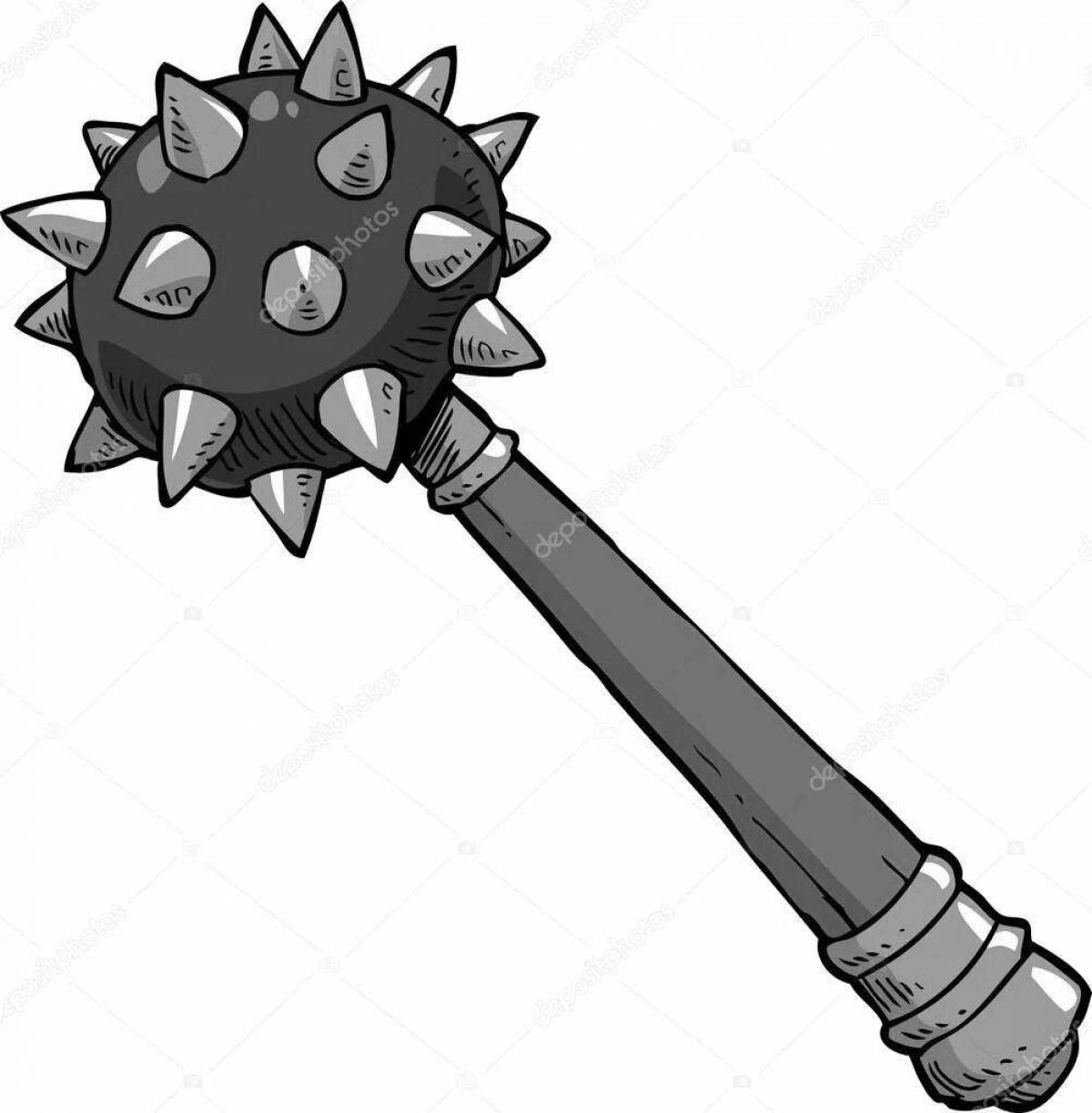 Colourful mace coloring page