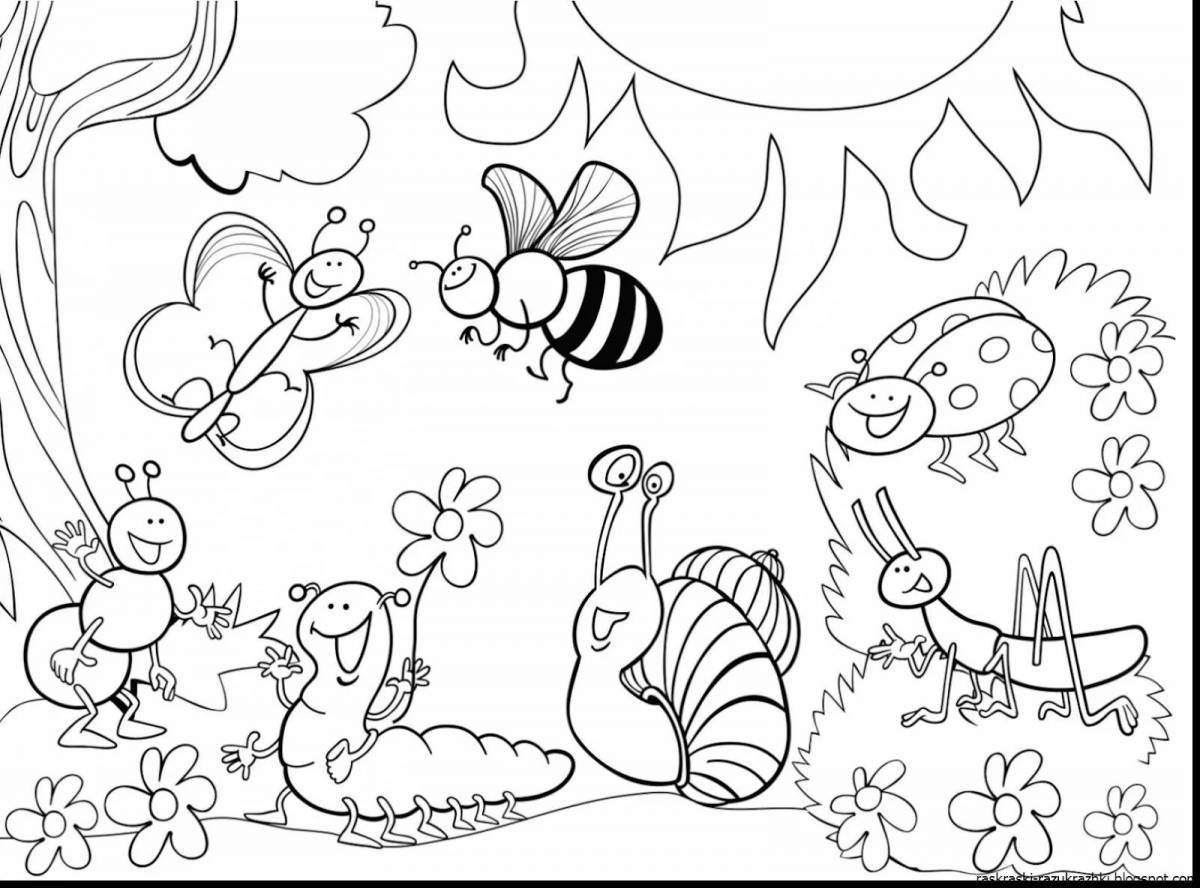 Illustration of coloring page with splashes of color