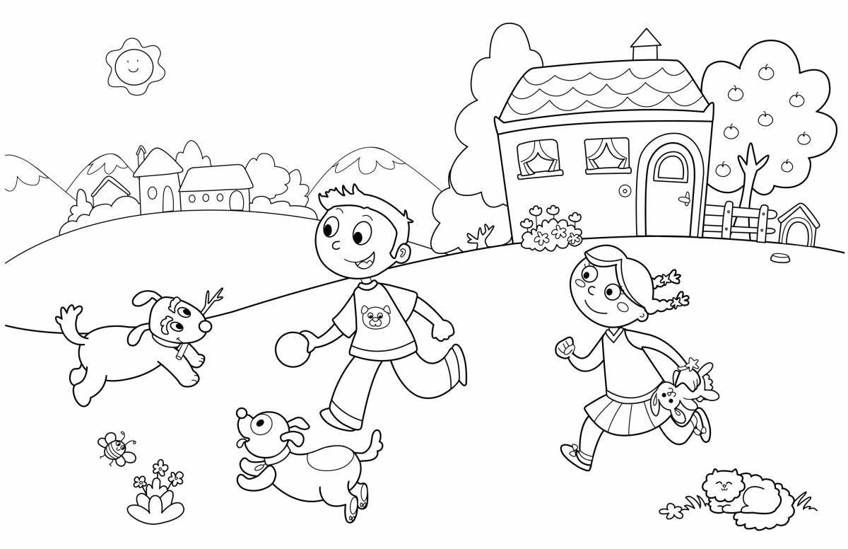Color illustration of coloring page