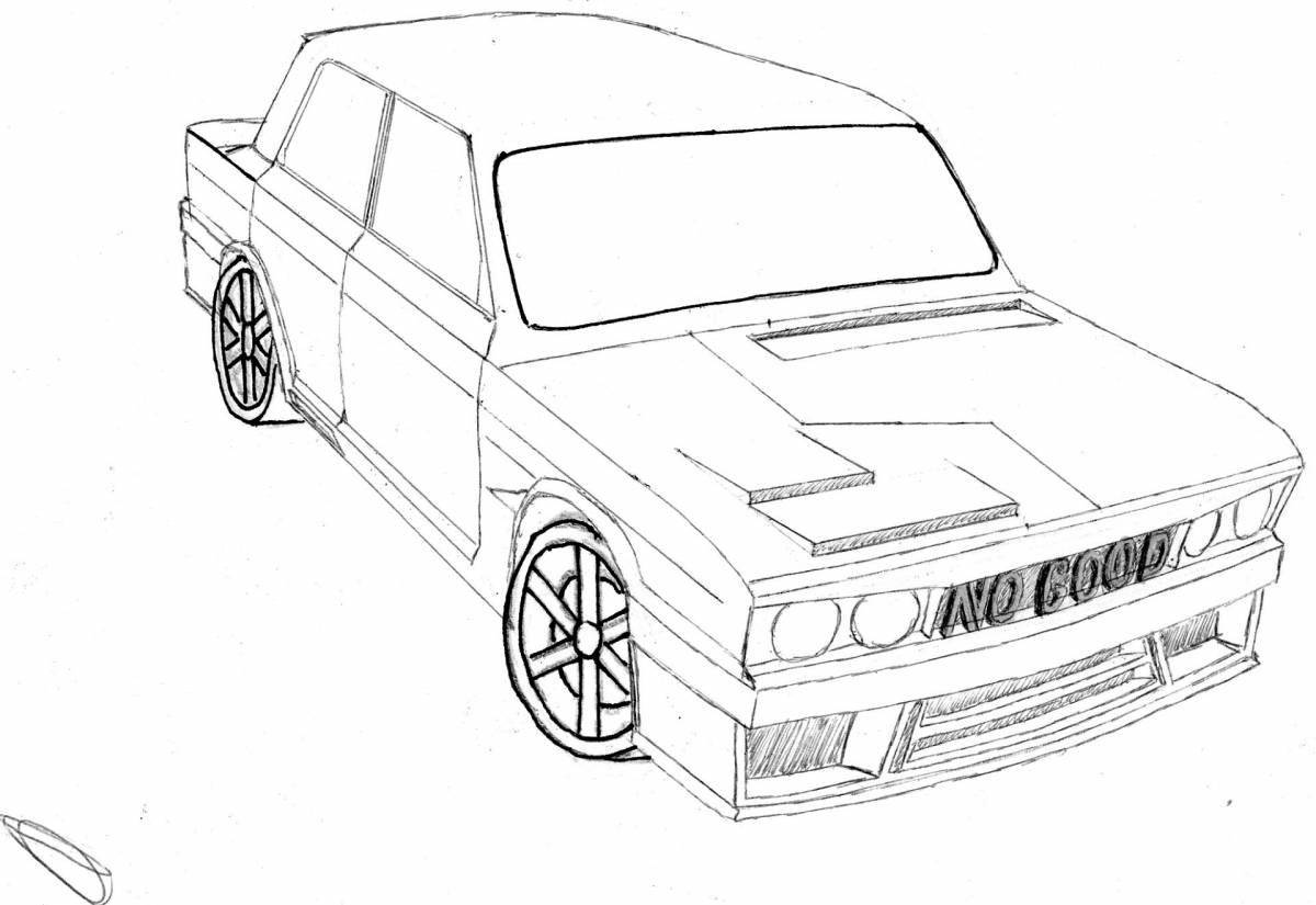 Attractive tuning coloring page