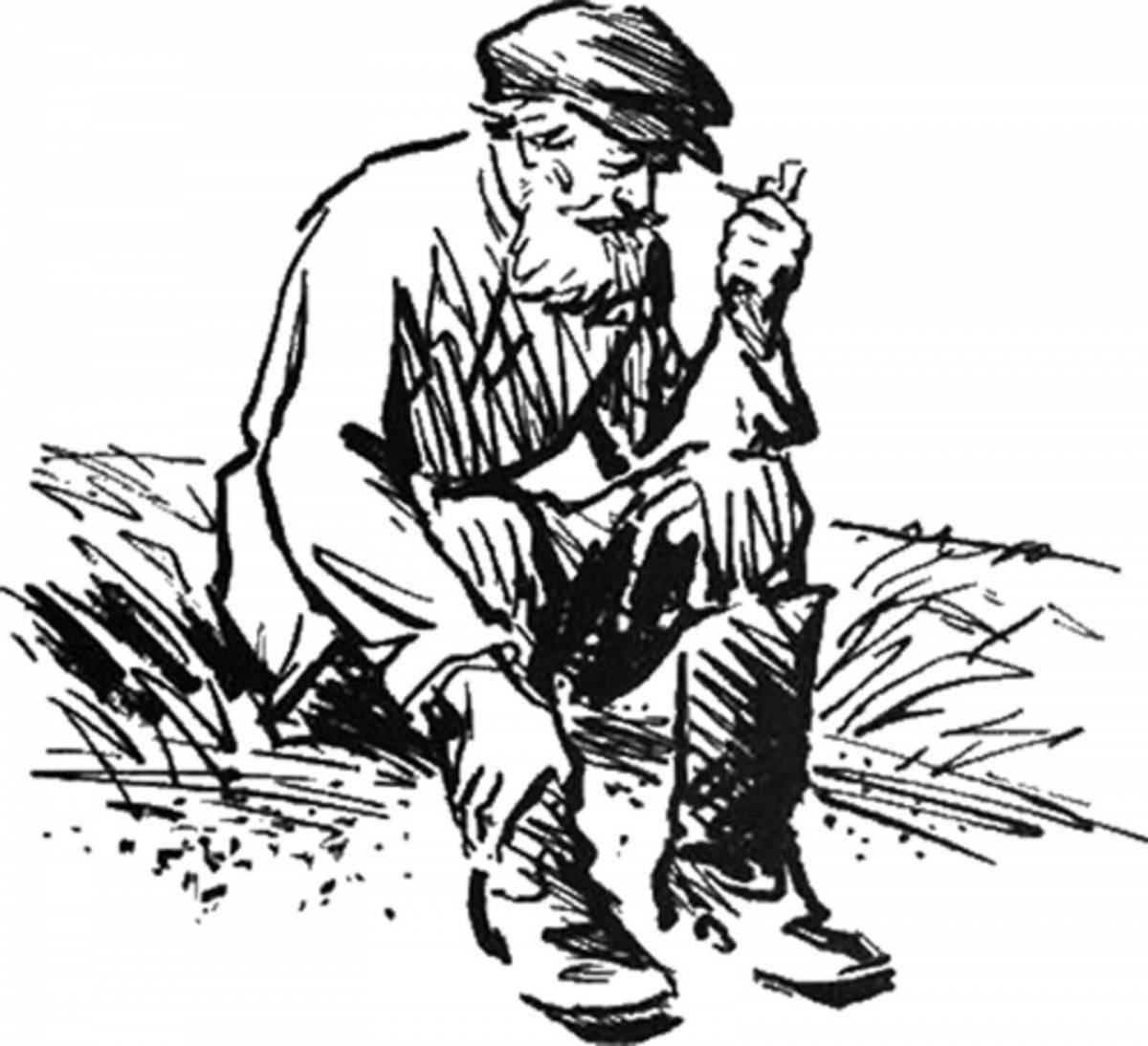 Dreamy old man coloring book