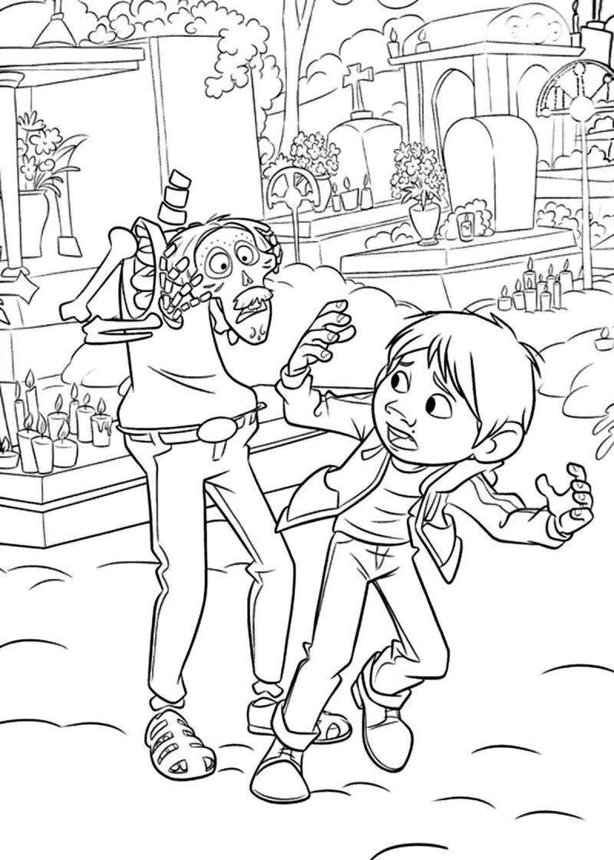 Coco's playful coloring page