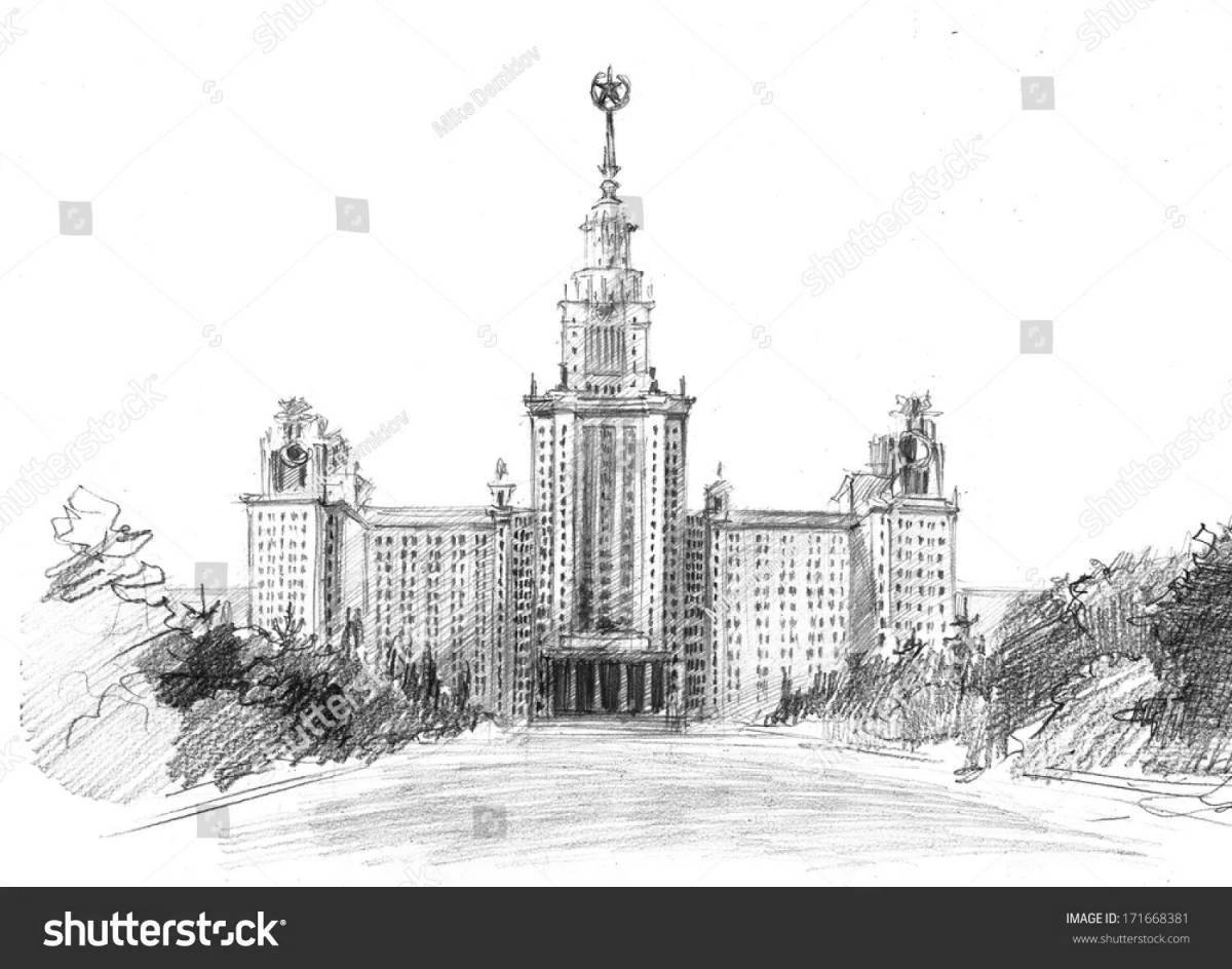 Coloring page majestic Moscow State University